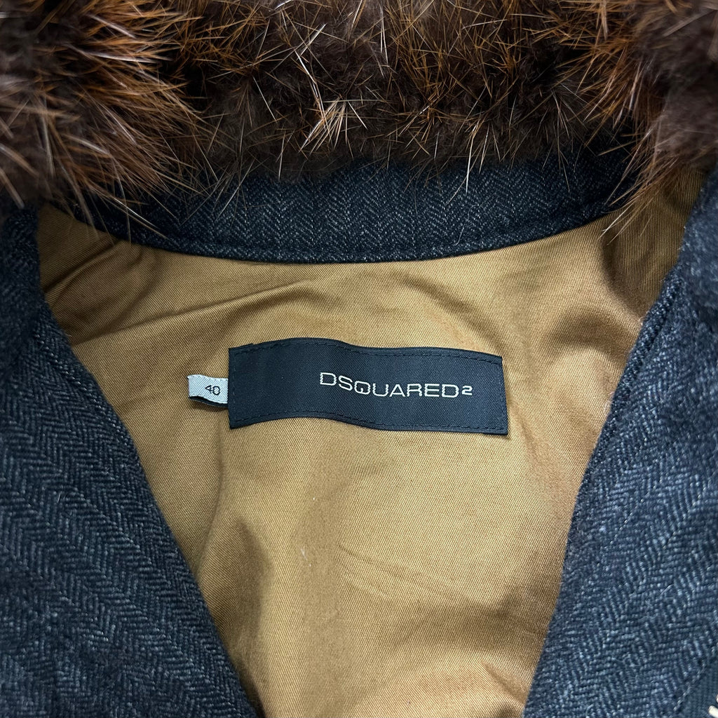 Dsquared2 Cropped Cargo Fur Collar Jacket