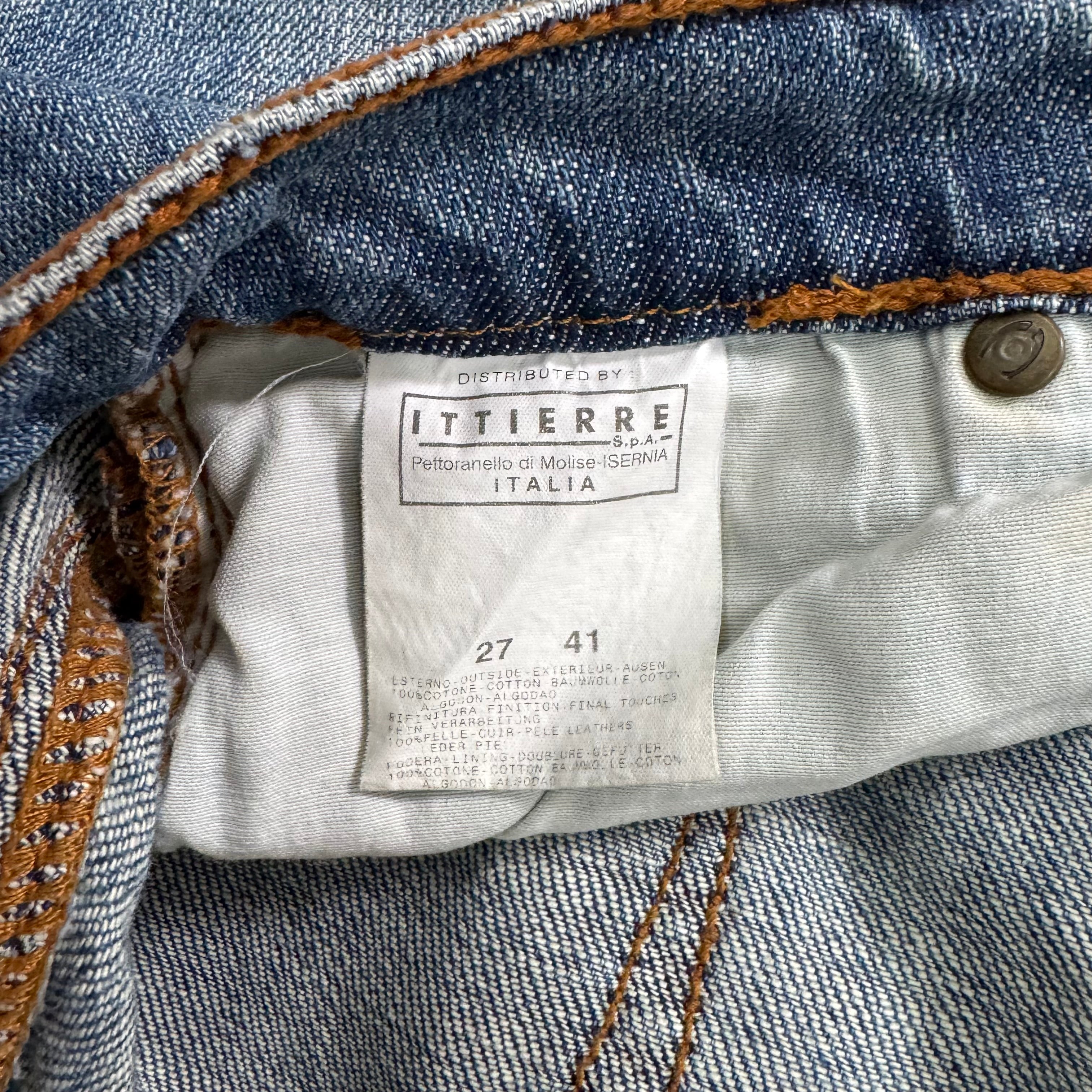 Just Cavalli 2000s Snakeskin Detail Blue Denim Shorts
