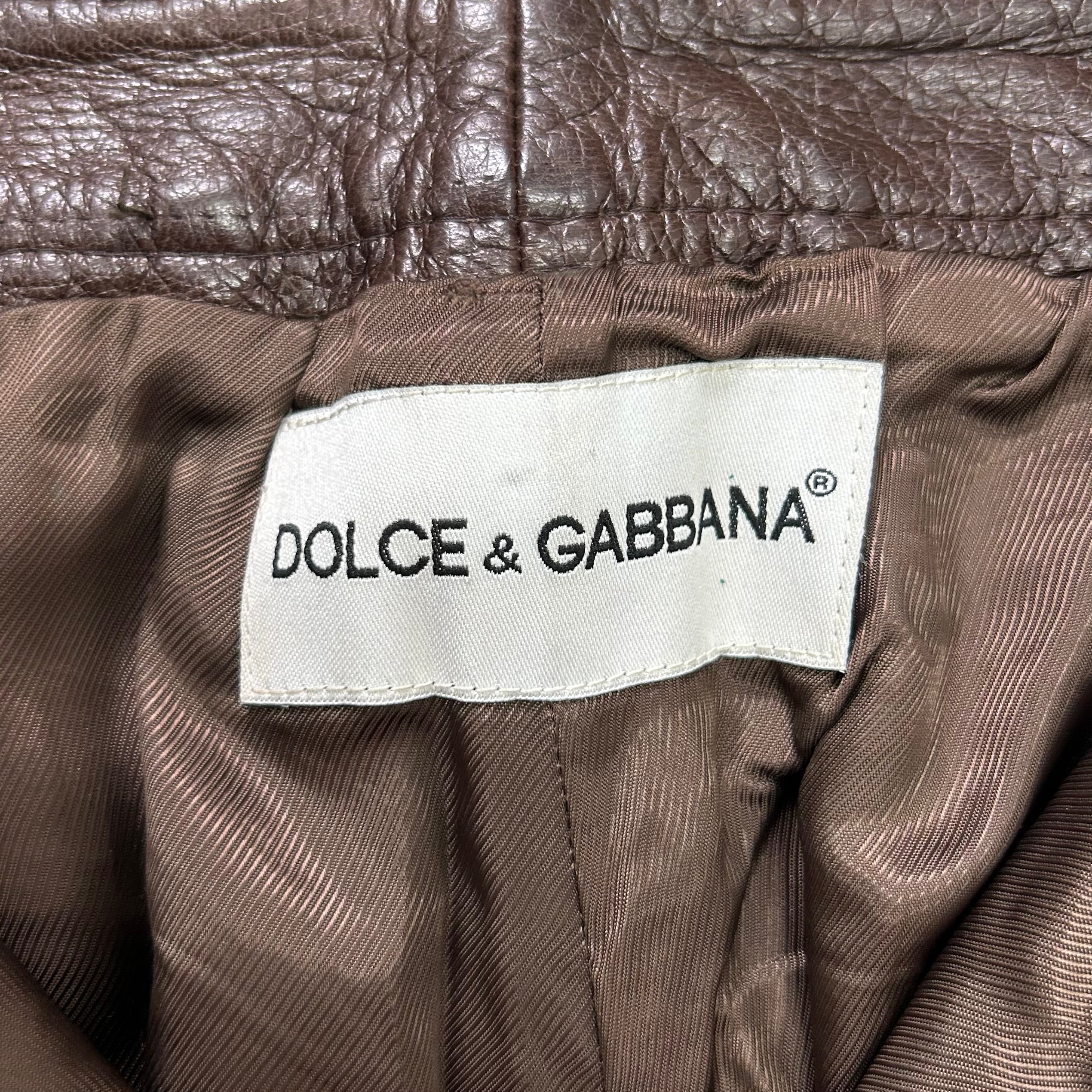 Dolce & Gabbana 90s Brown Leather Pants