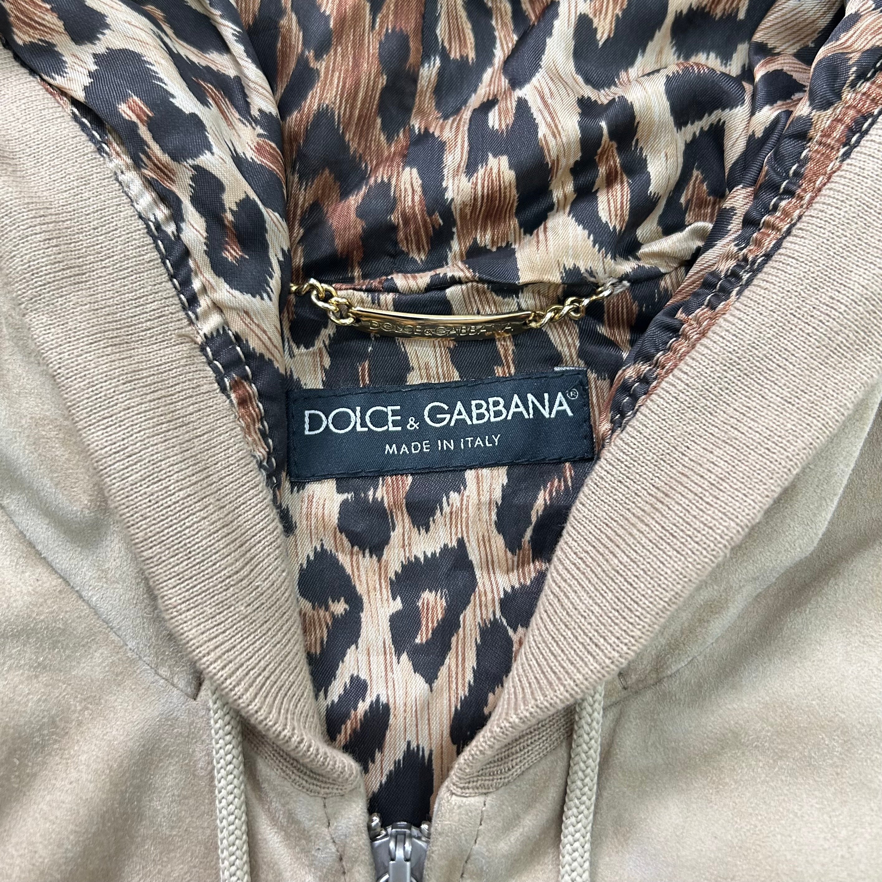 Dolce & Gabbana 2000s Cropped Camel Beige Suede Zip Hoodie