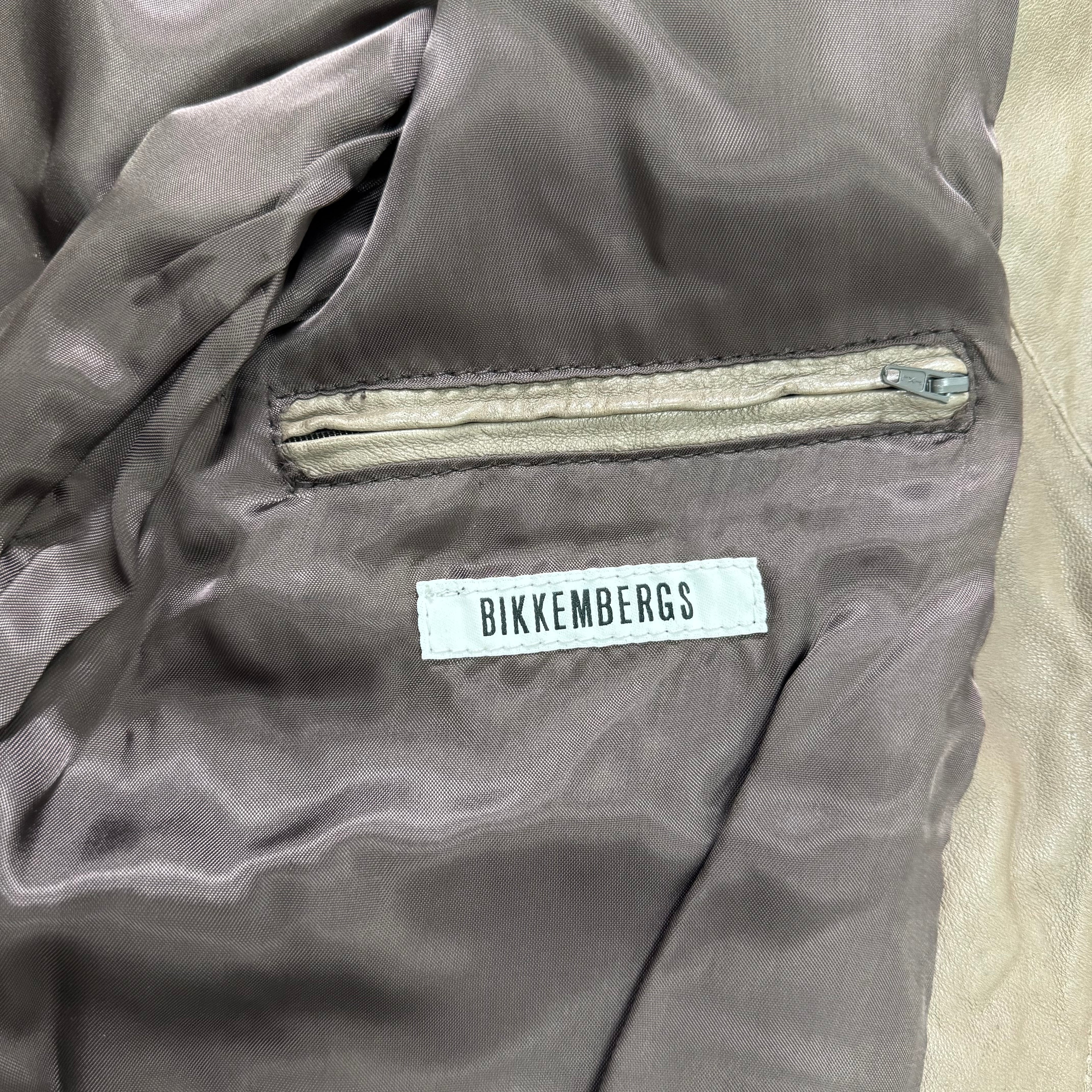 Dirk Bikkembergs Taupe Brown Leather Café Racer Moto Jacket
