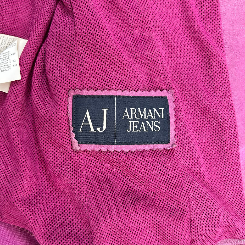Armani Jeans Pink Leather Biker Jacket