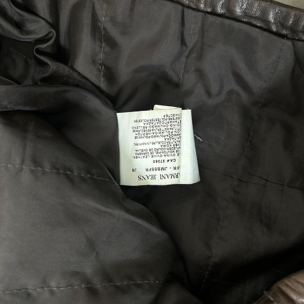 Armani Jeans Brown Aged Leather Jacket