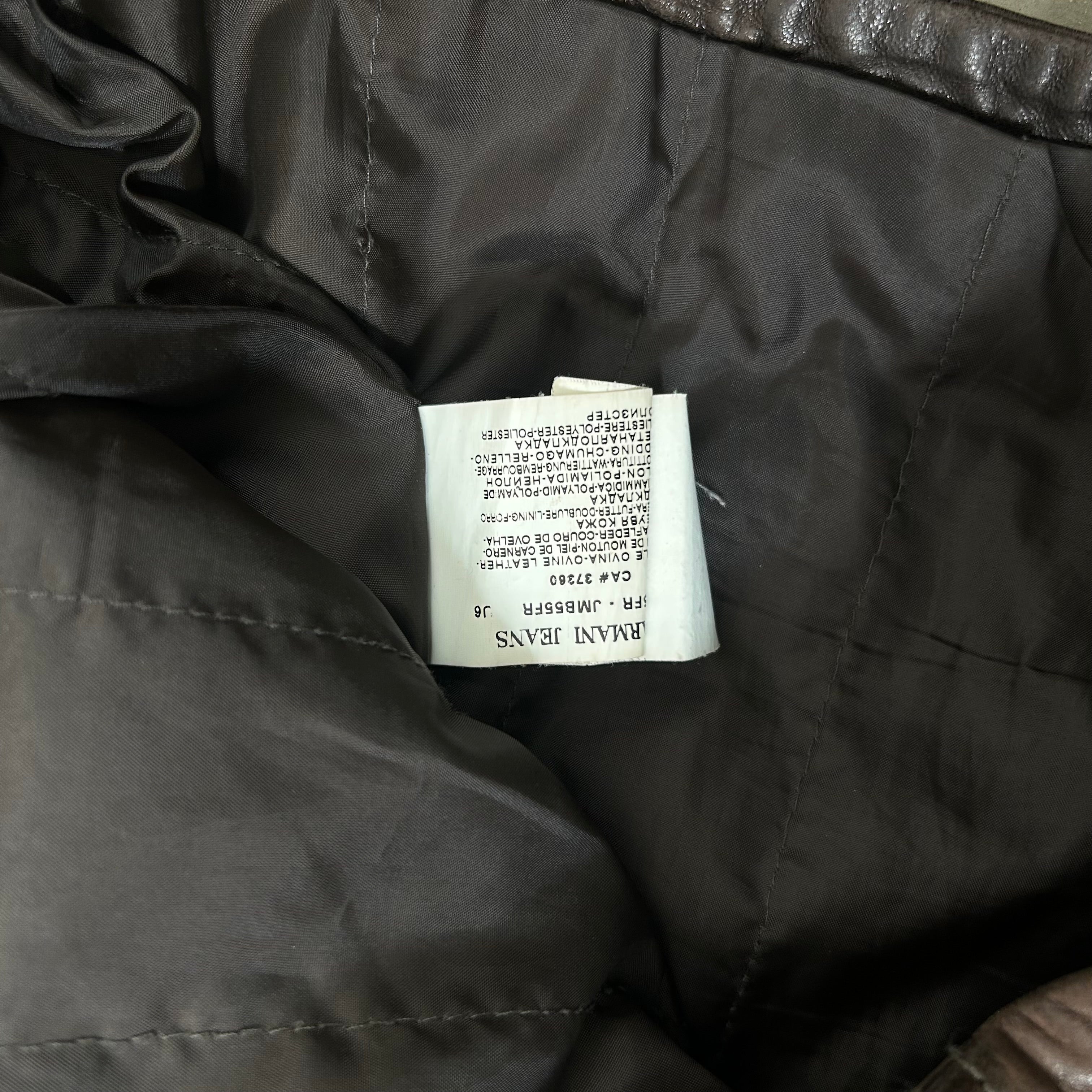 Armani Jeans Brown Aged Leather Jacket