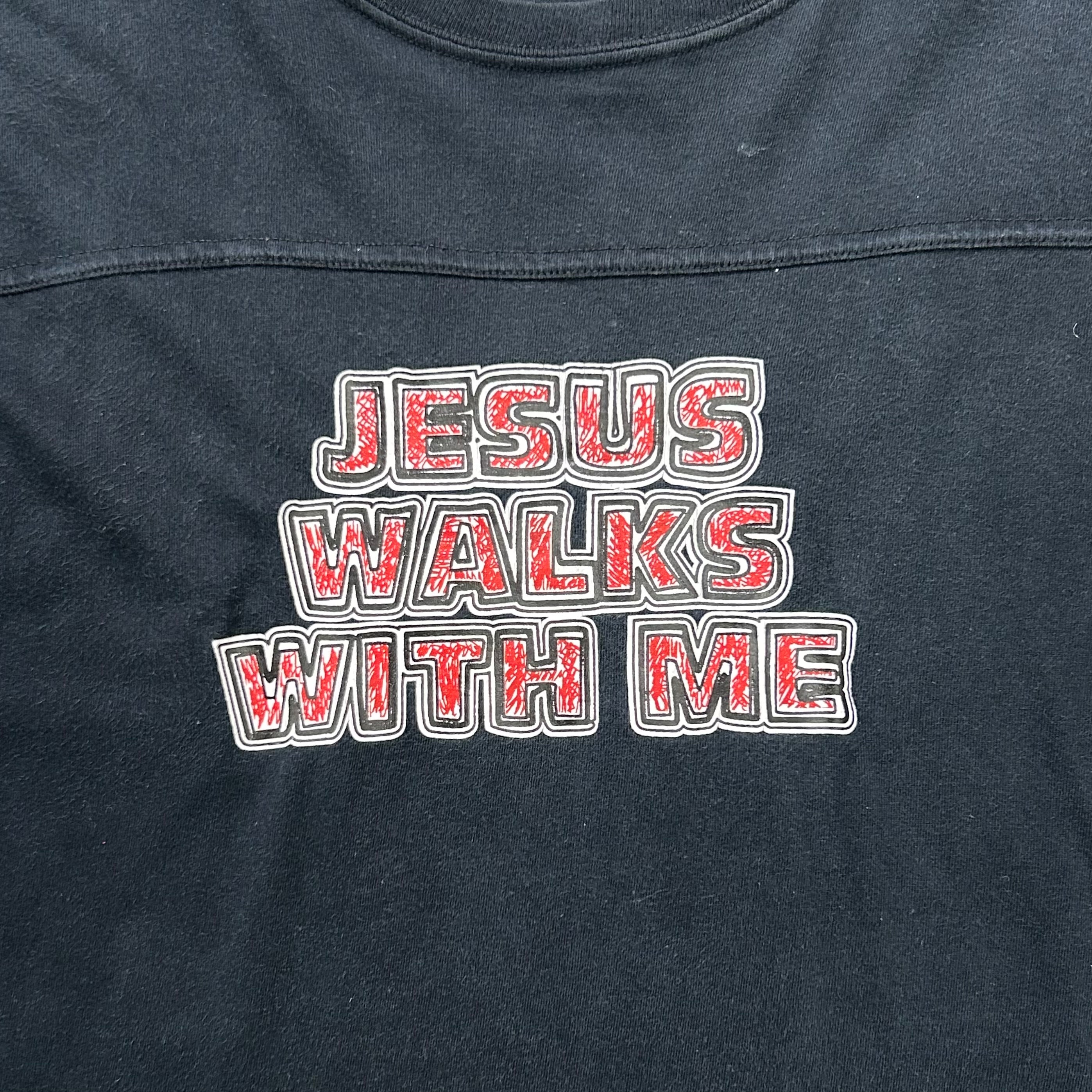 Dsquared2 00s "Jesus Walks With Me" Navy T-Shirt