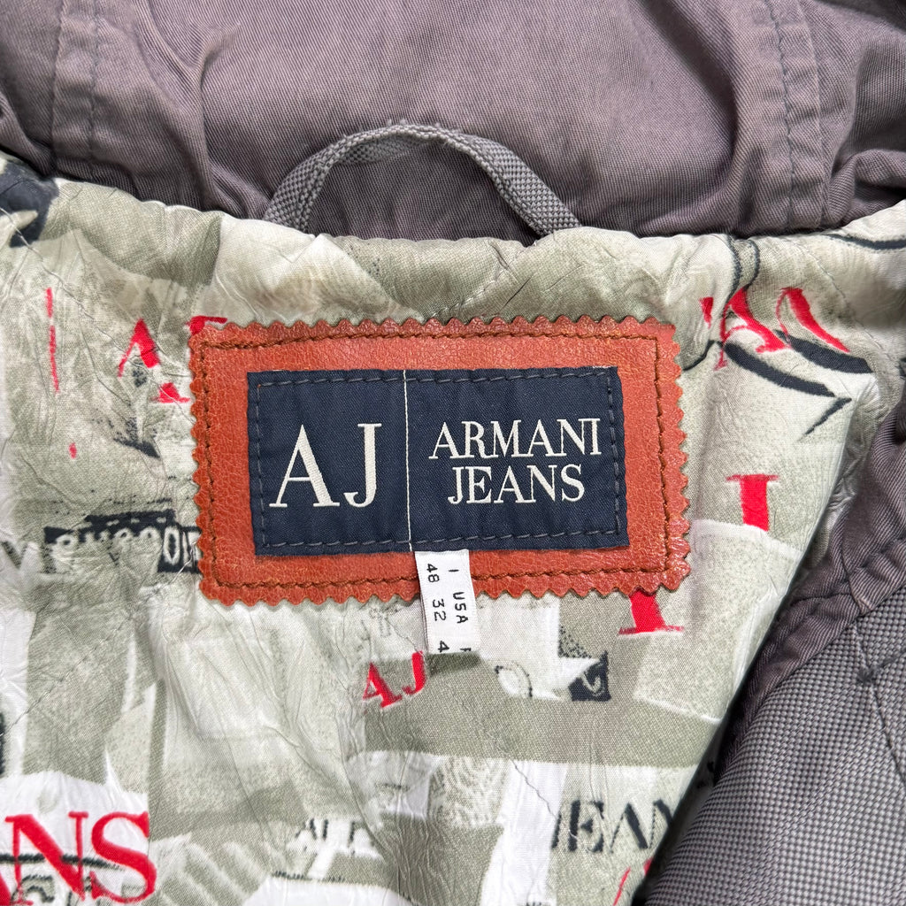 Armani Jeans Canvas & Leather Hooded Bomber Jacket