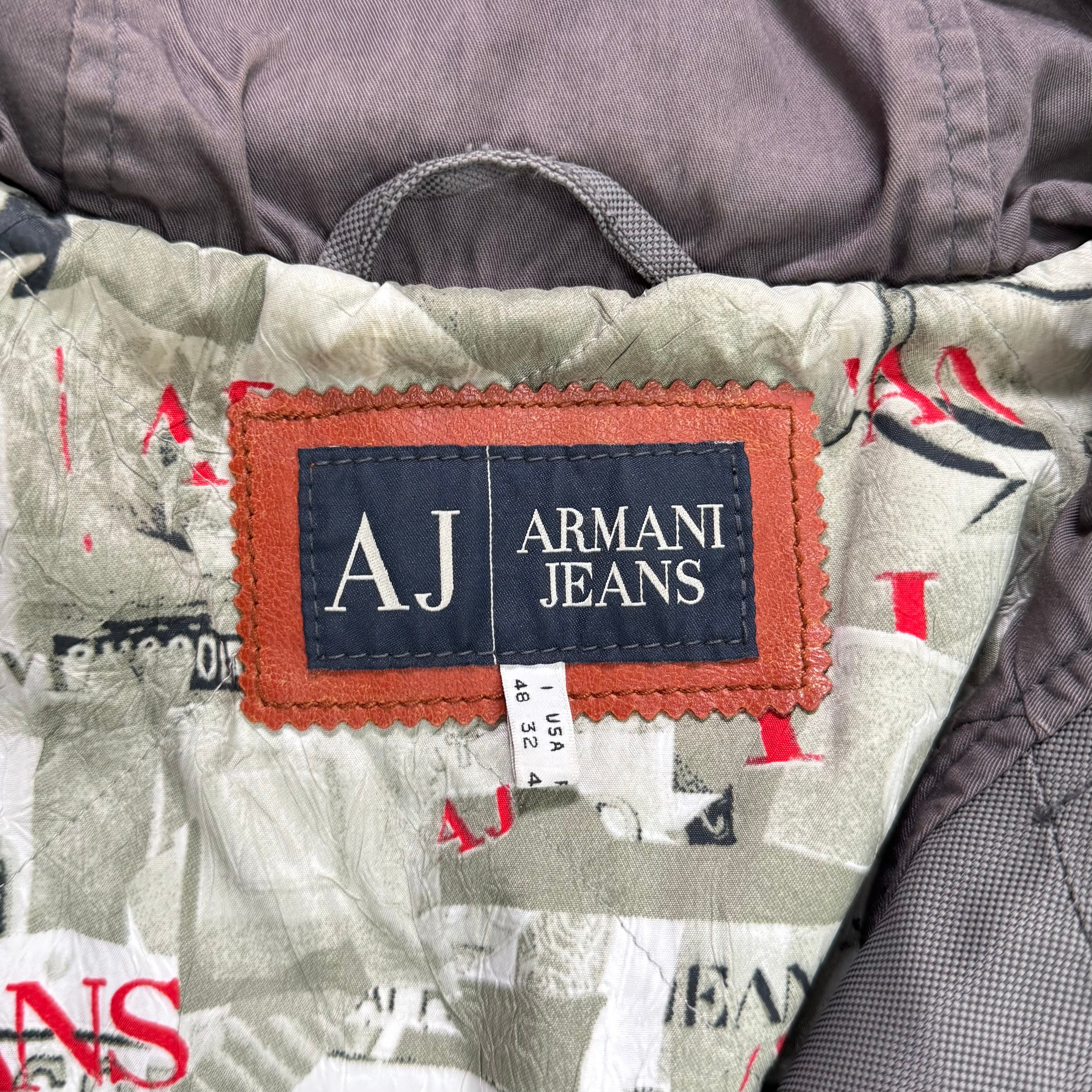 Armani Jeans Canvas & Leather Hooded Bomber Jacket