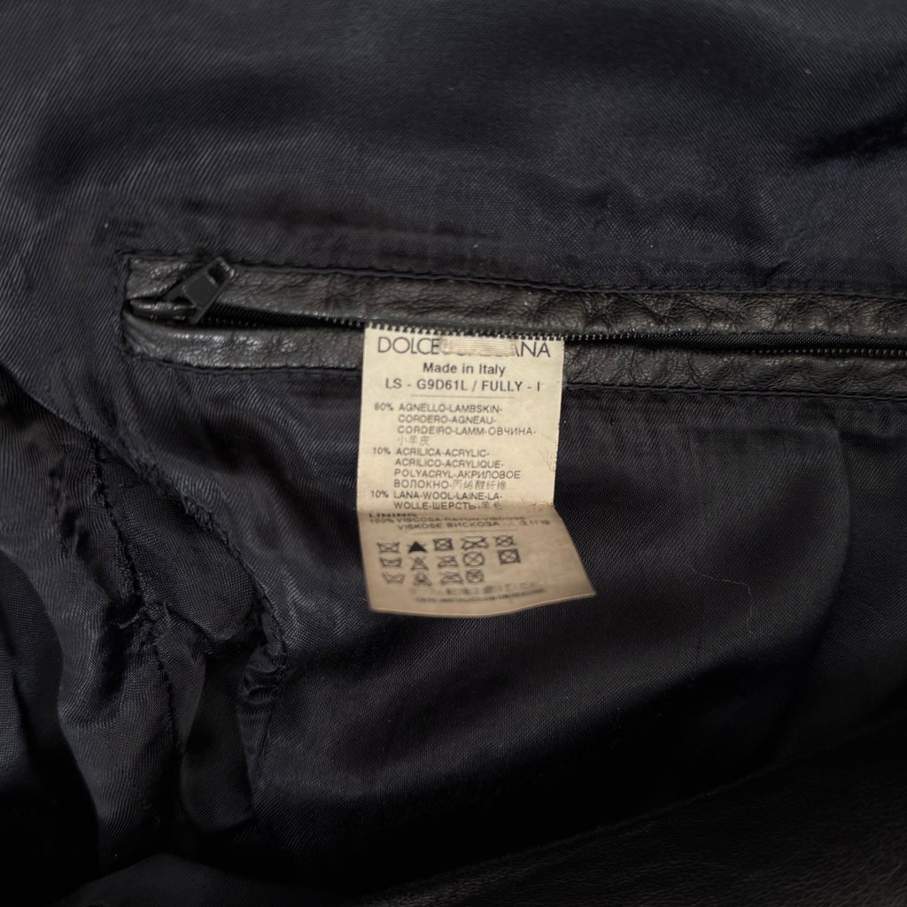 Dolce & Gabbana Multi-Pocket Black Leather Bomber Jacket