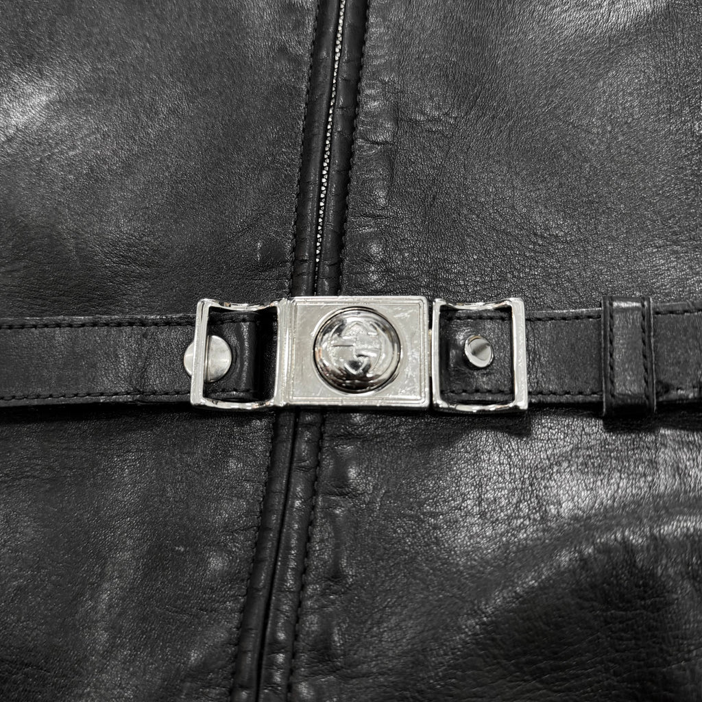 Gucci 2014 Frida Giannini Belted Leather Jacket