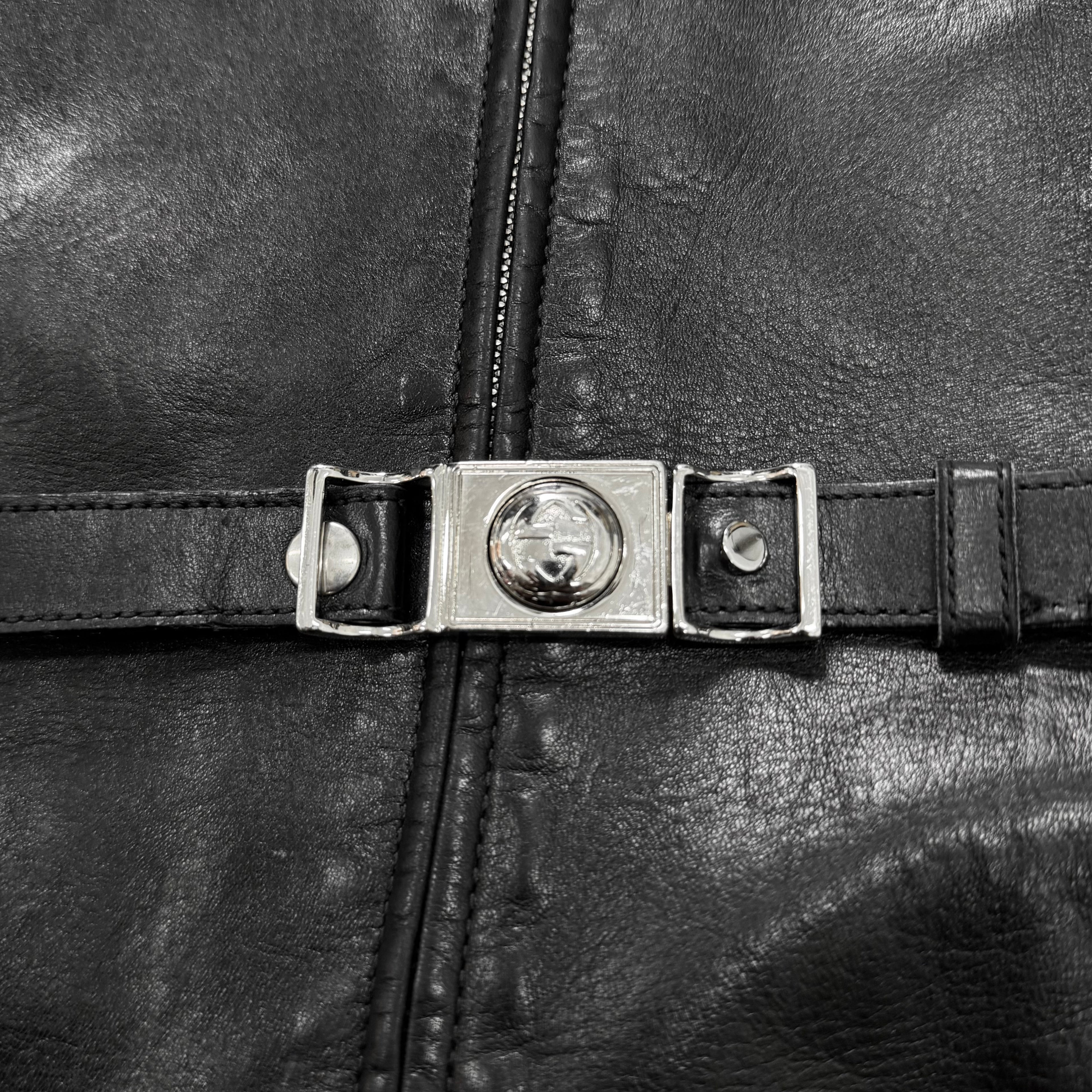 Gucci 2014 Frida Giannini Belted Leather Jacket