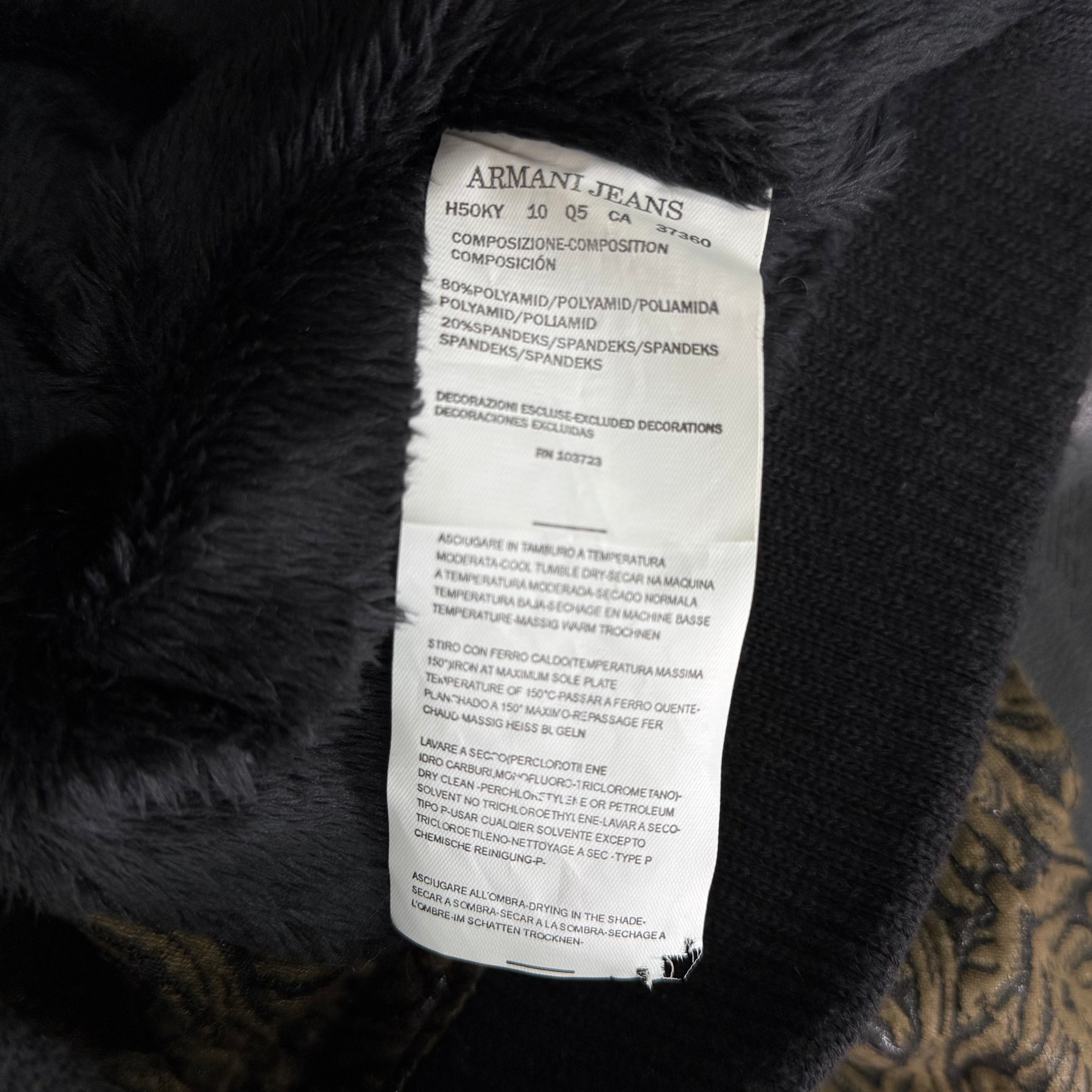 Armani Jeans Jacquard & Leather Faux Fur Collar Bomber Jacket