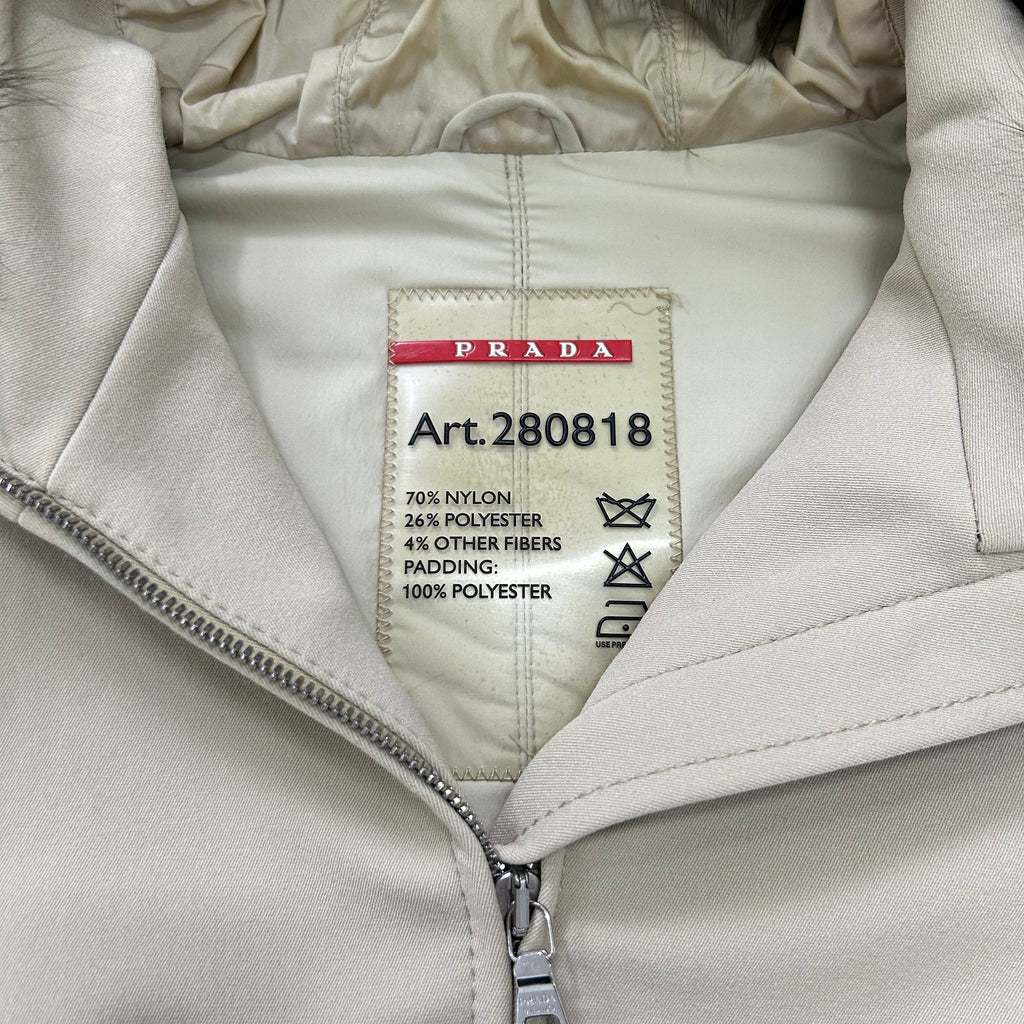 Prada Beige Fur Hooded Jacket