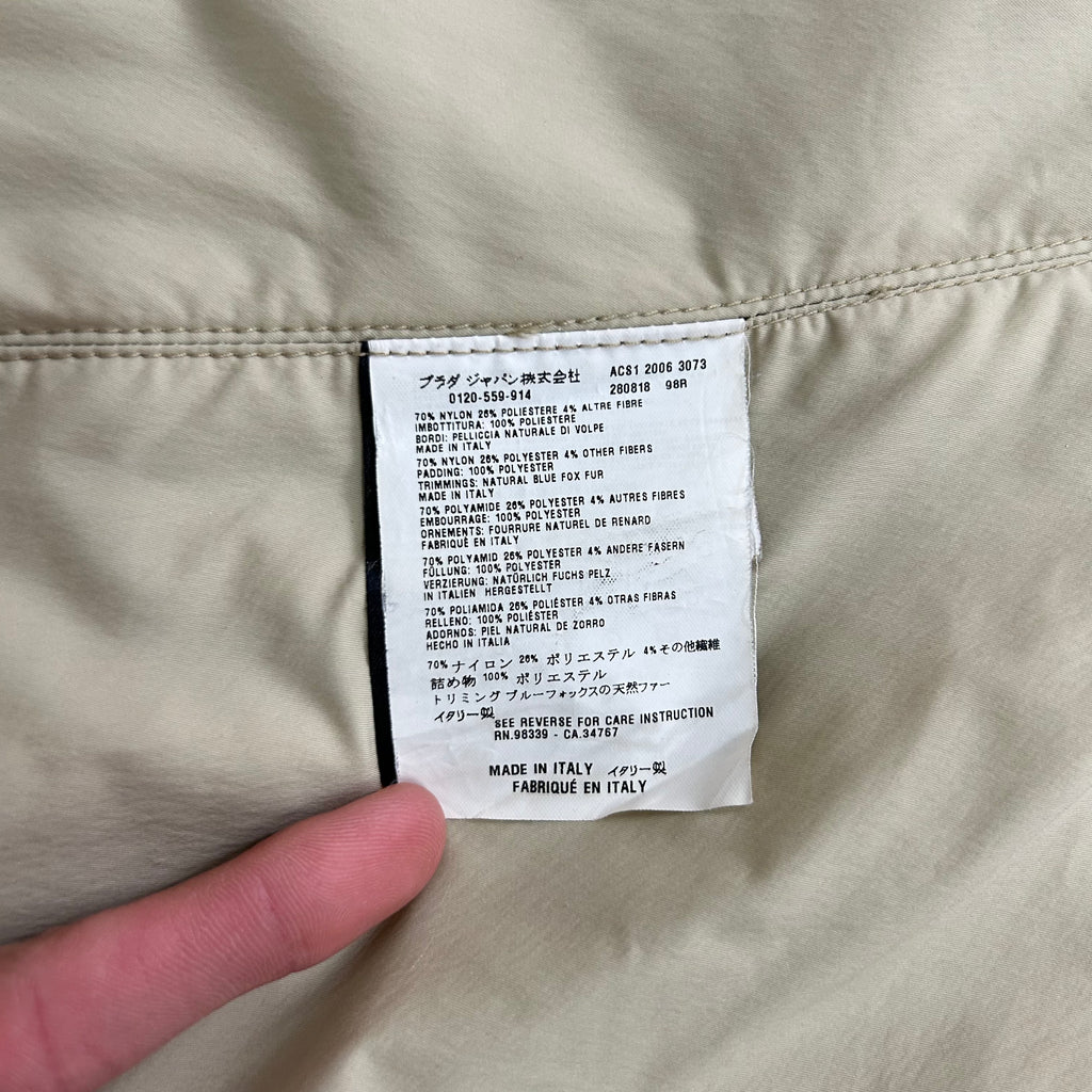 Prada Beige Fur Hooded Jacket