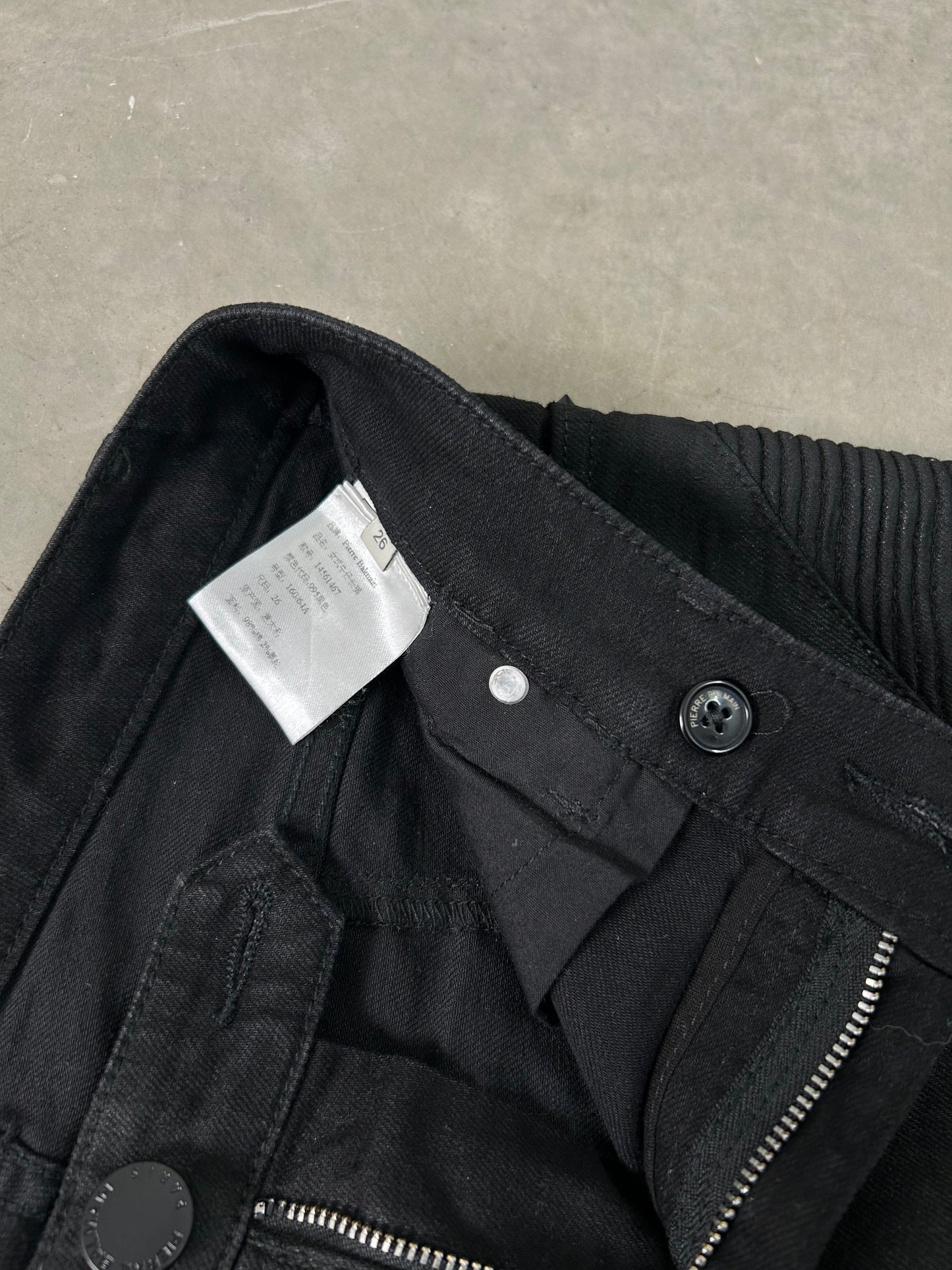 Pierre Balmain Waxed Biker Denim (S)