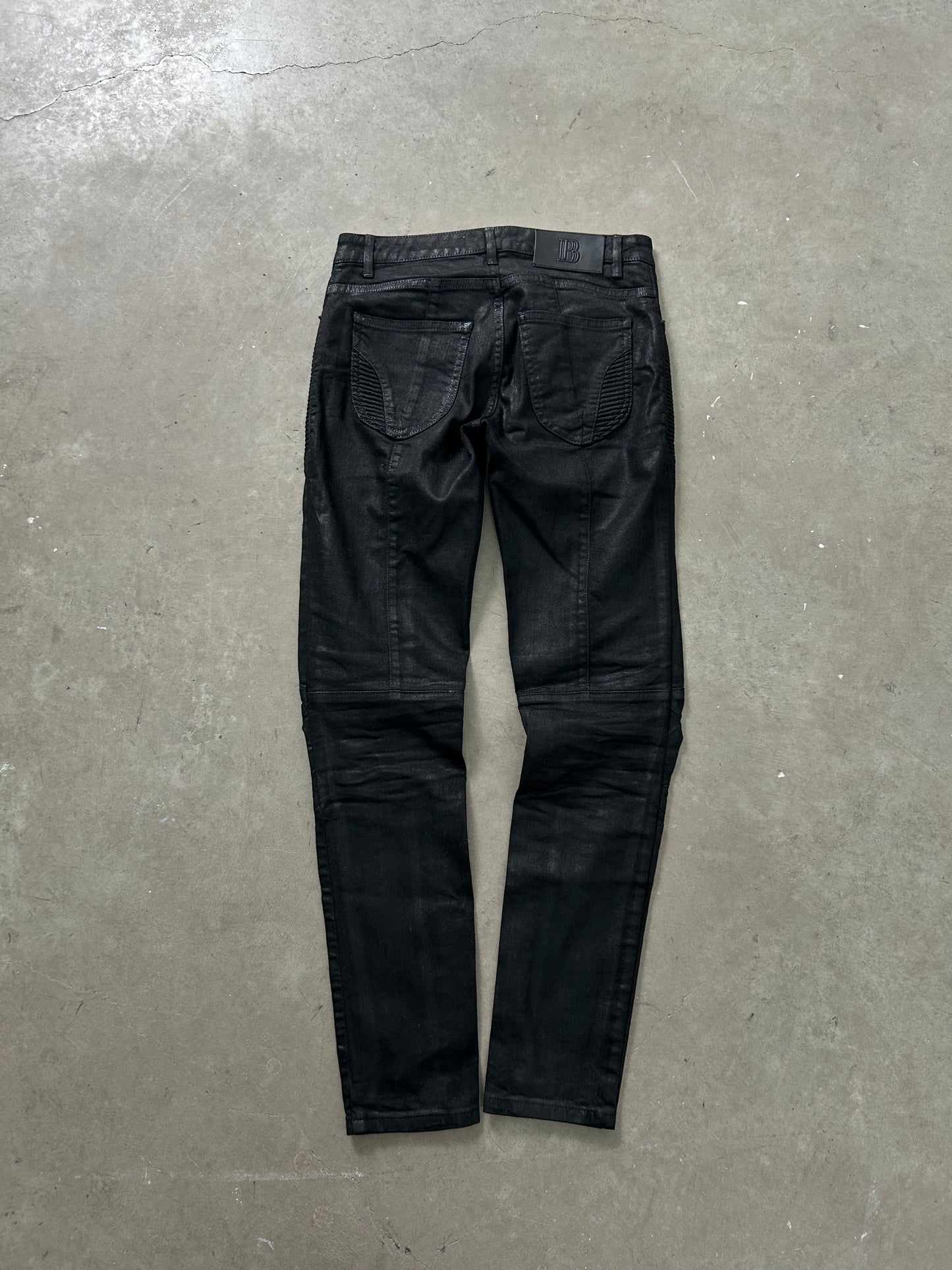 Pierre Balmain Waxed Biker Denim (S)