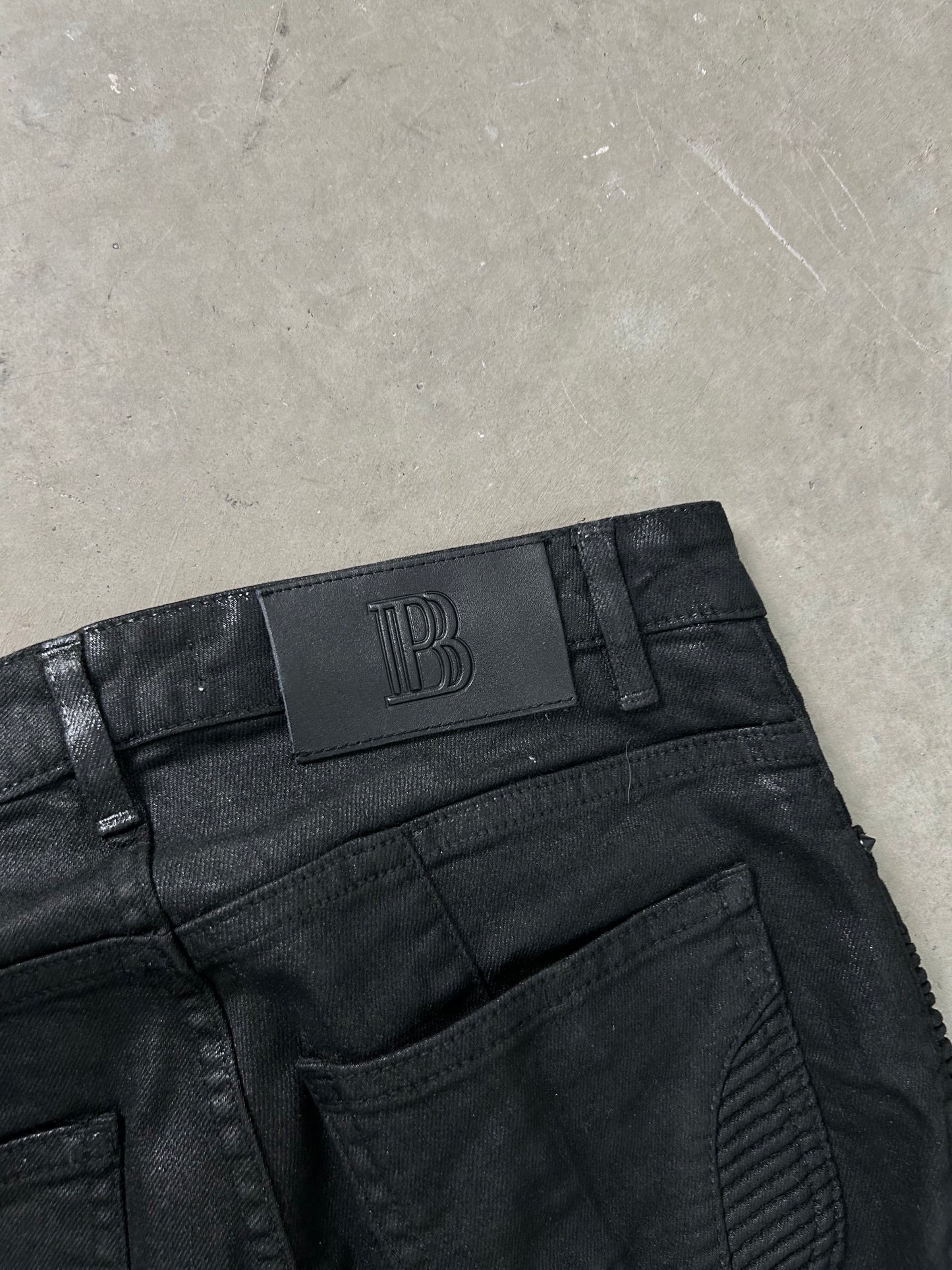 Pierre Balmain Waxed Biker Denim (S)