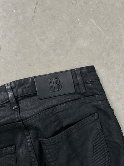 Pierre Balmain Waxed Biker Denim (S)