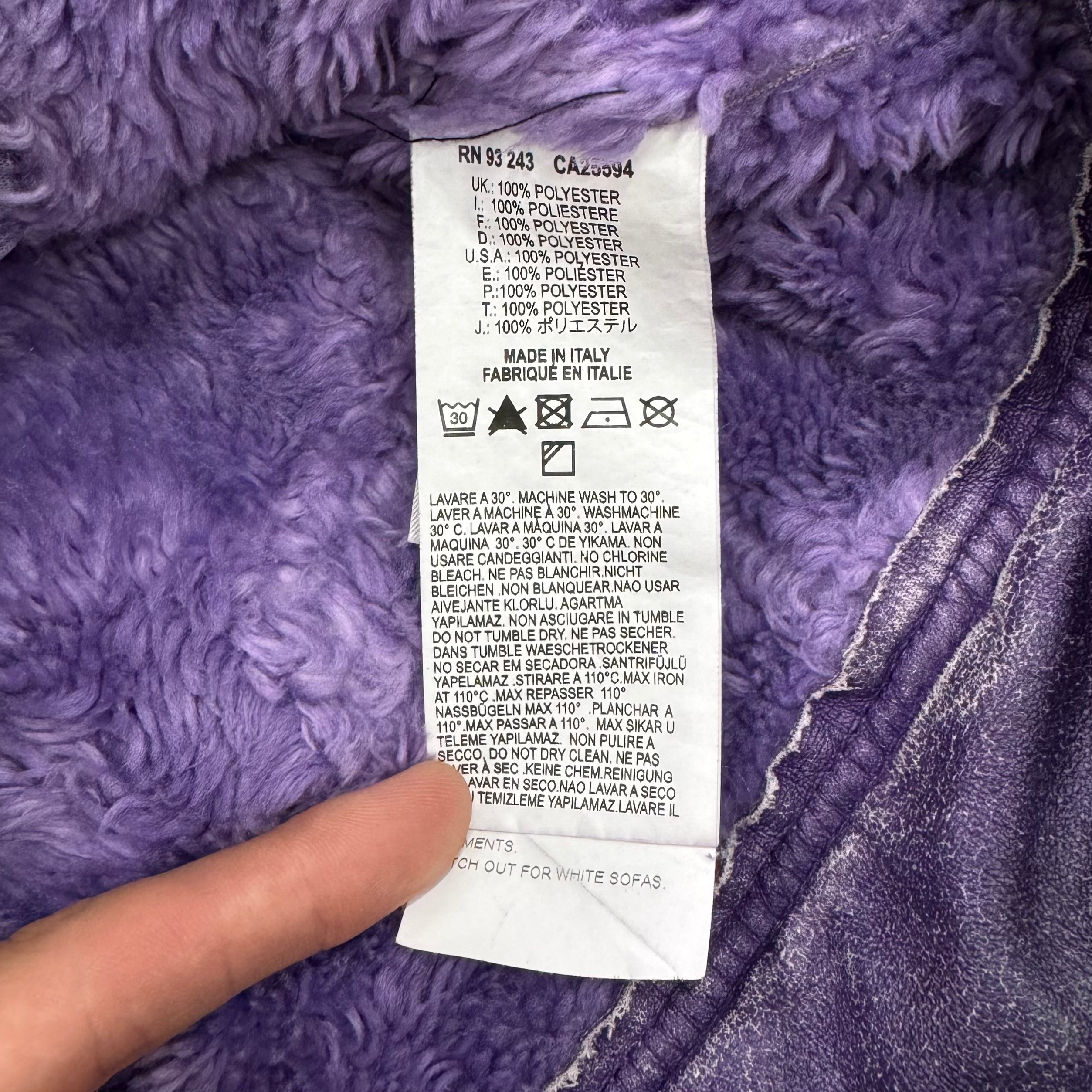Diesel 2000s Washed Purple Sherpa Biker Jacket