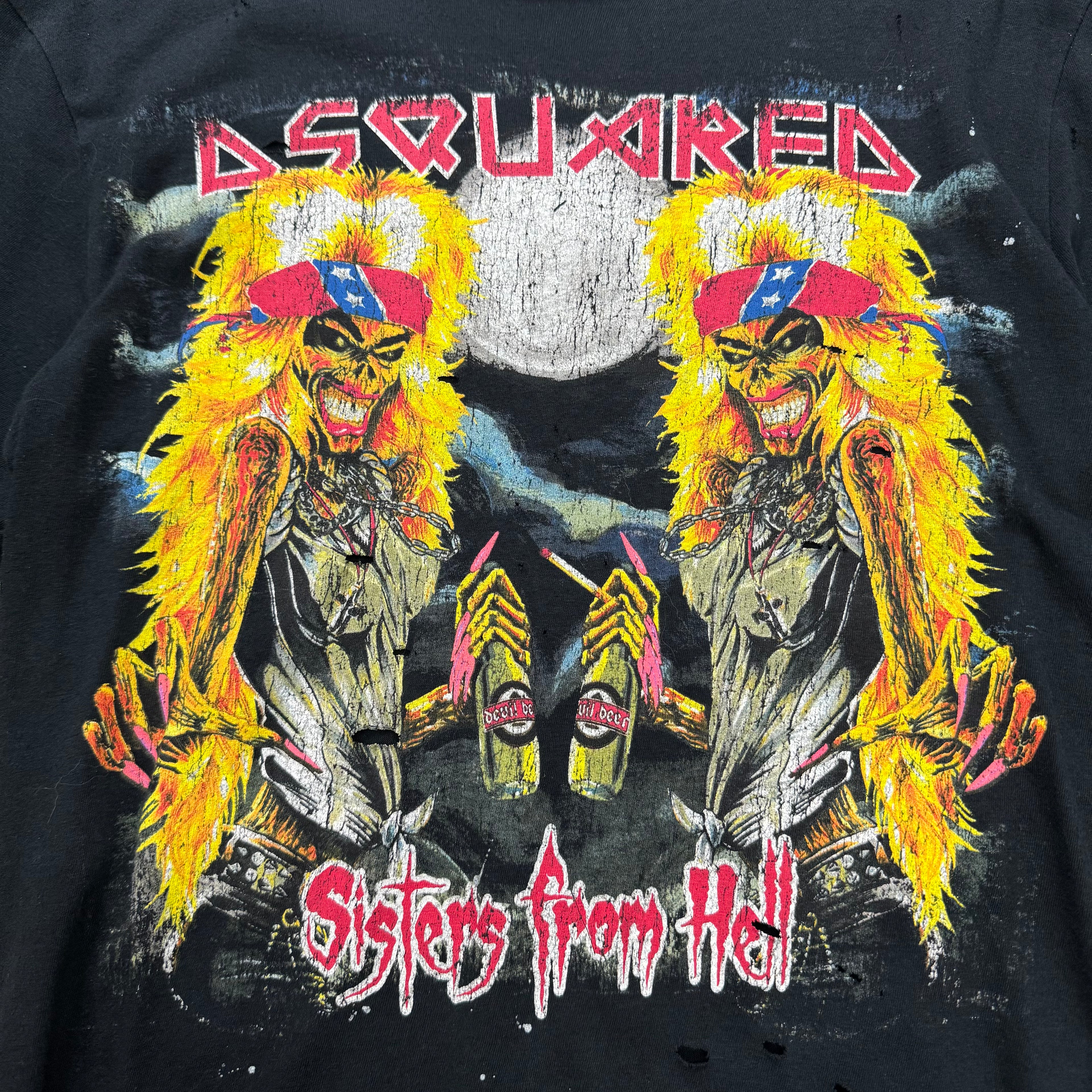 Dsquared2 Distressed Rock-Inspired Black Graphic T-Shirt