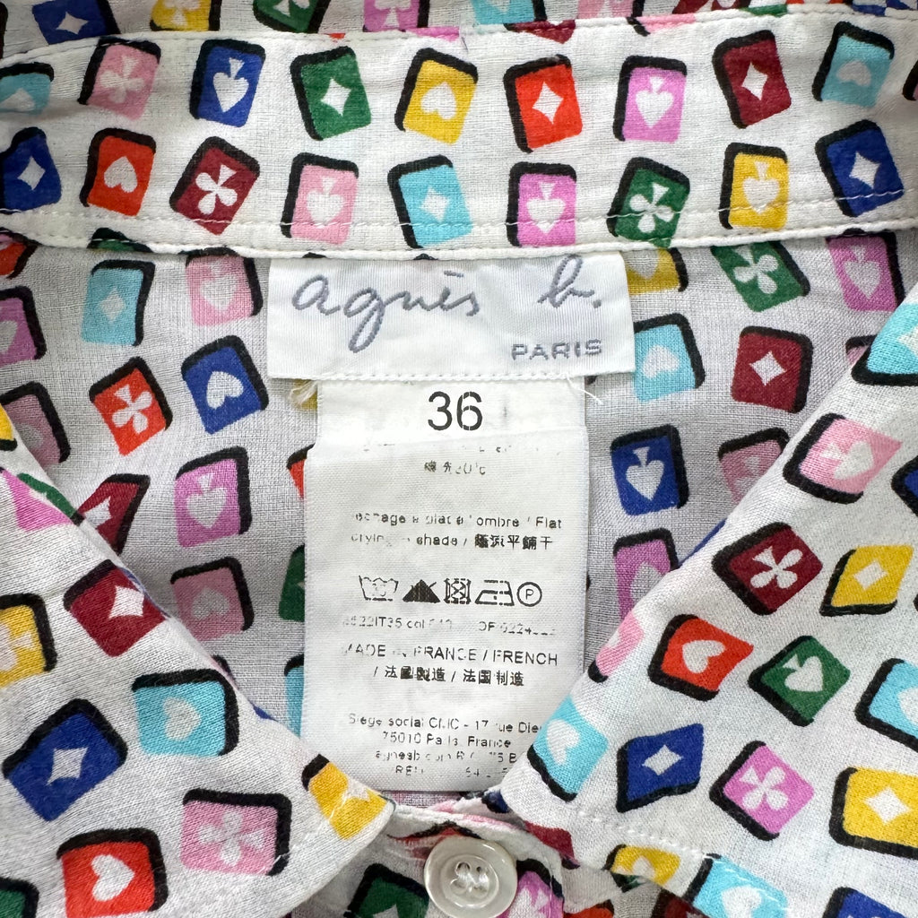 Agnès b. 90s Cards Motif Cotton Shirt