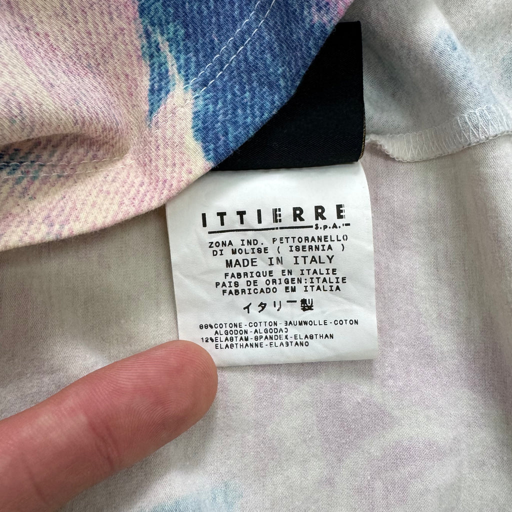 Just Cavalli 2000s Blue Pink Tie-Dye Denim V-Neck Tank Top