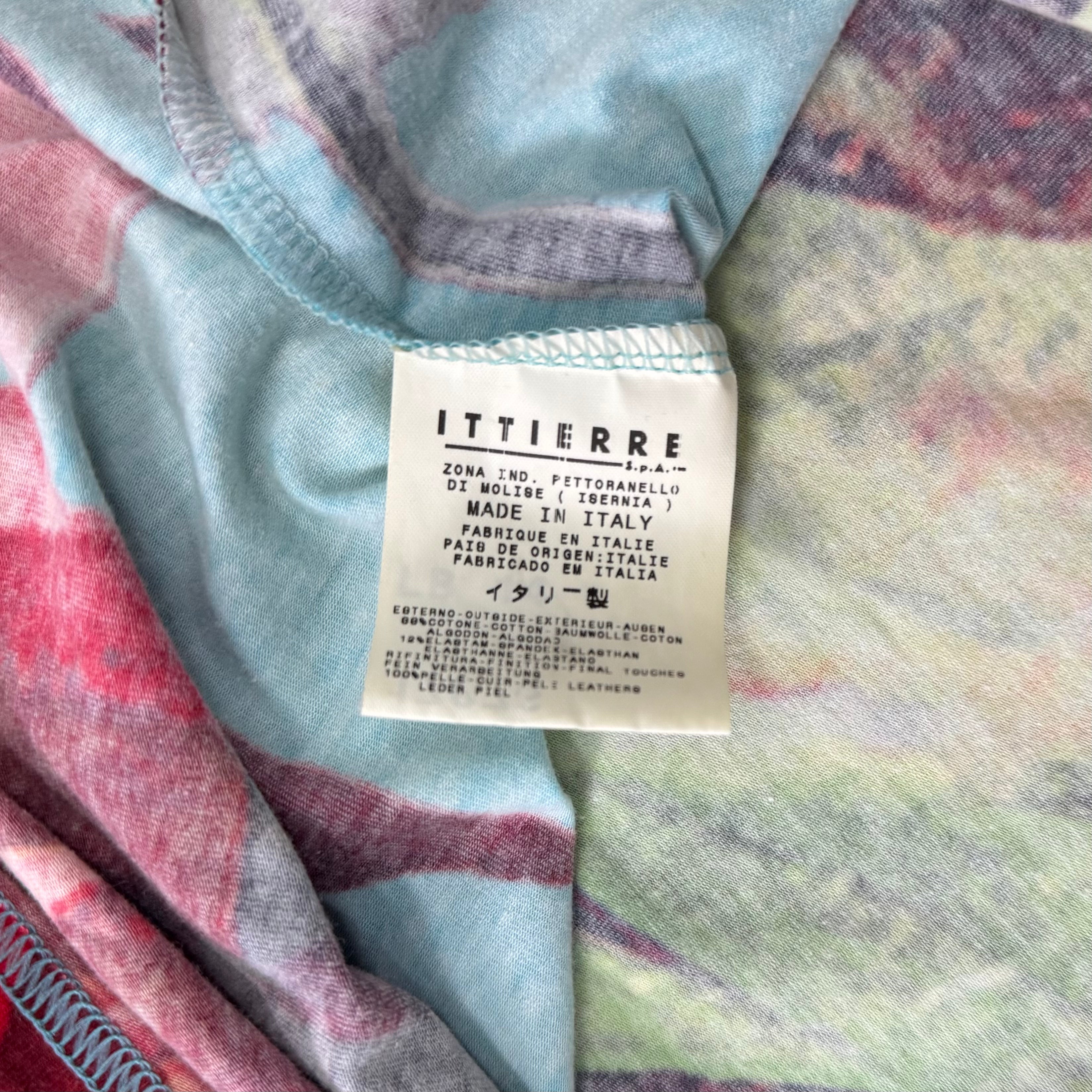 Just Cavalli 2000s Floral Print V-Neck Top Leather Sleeves