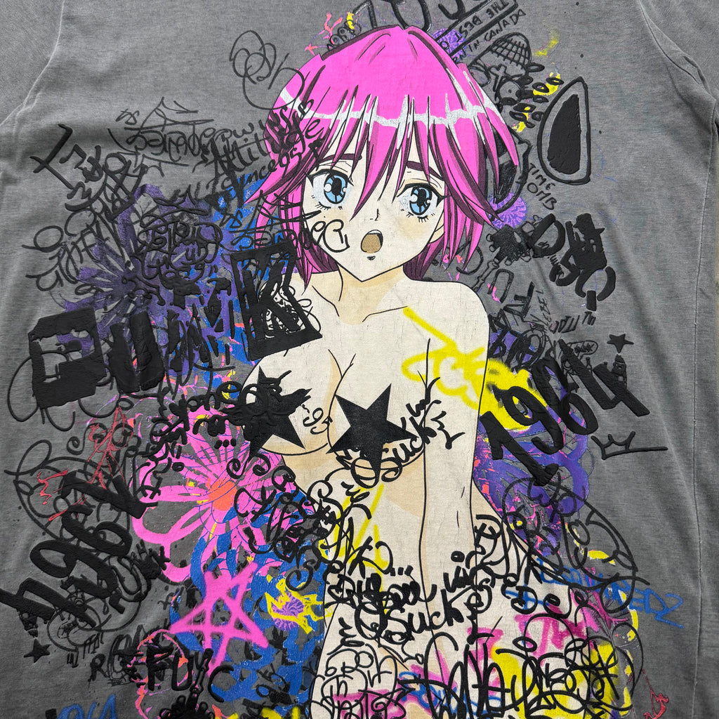 Dsquared2 Anime Graffiti Print Grey Wash T-Shirt