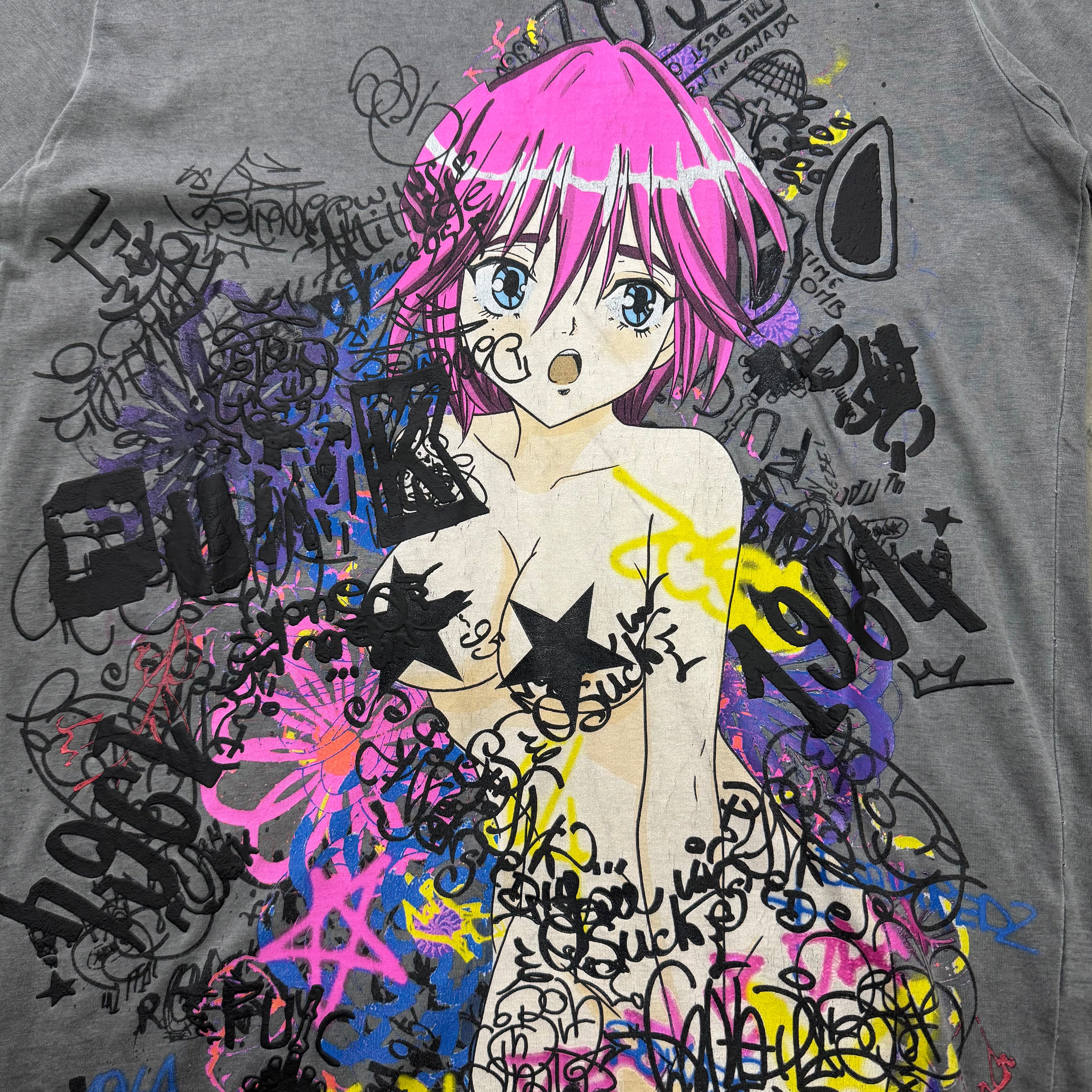 Dsquared2 Anime Graffiti Print Grey Wash T-Shirt