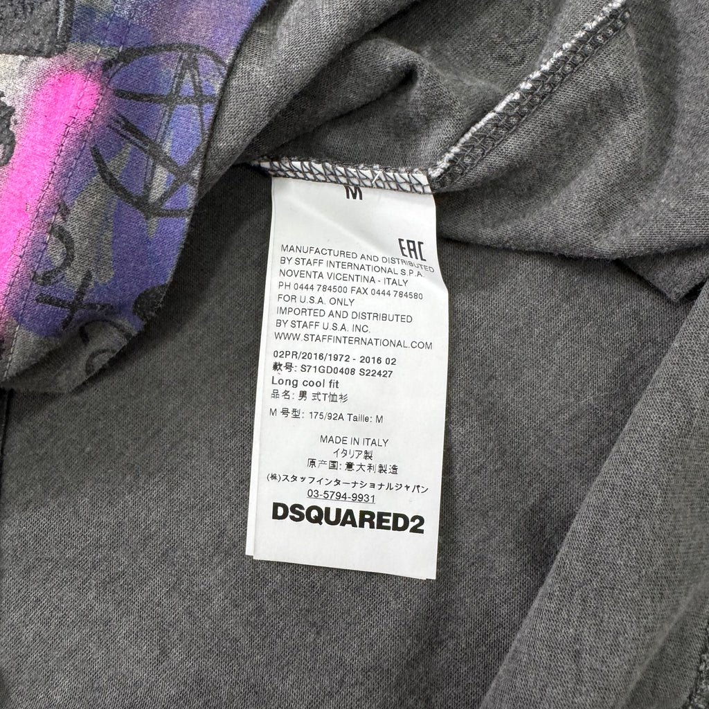 Dsquared2 Anime Graffiti Print Grey Wash T-Shirt
