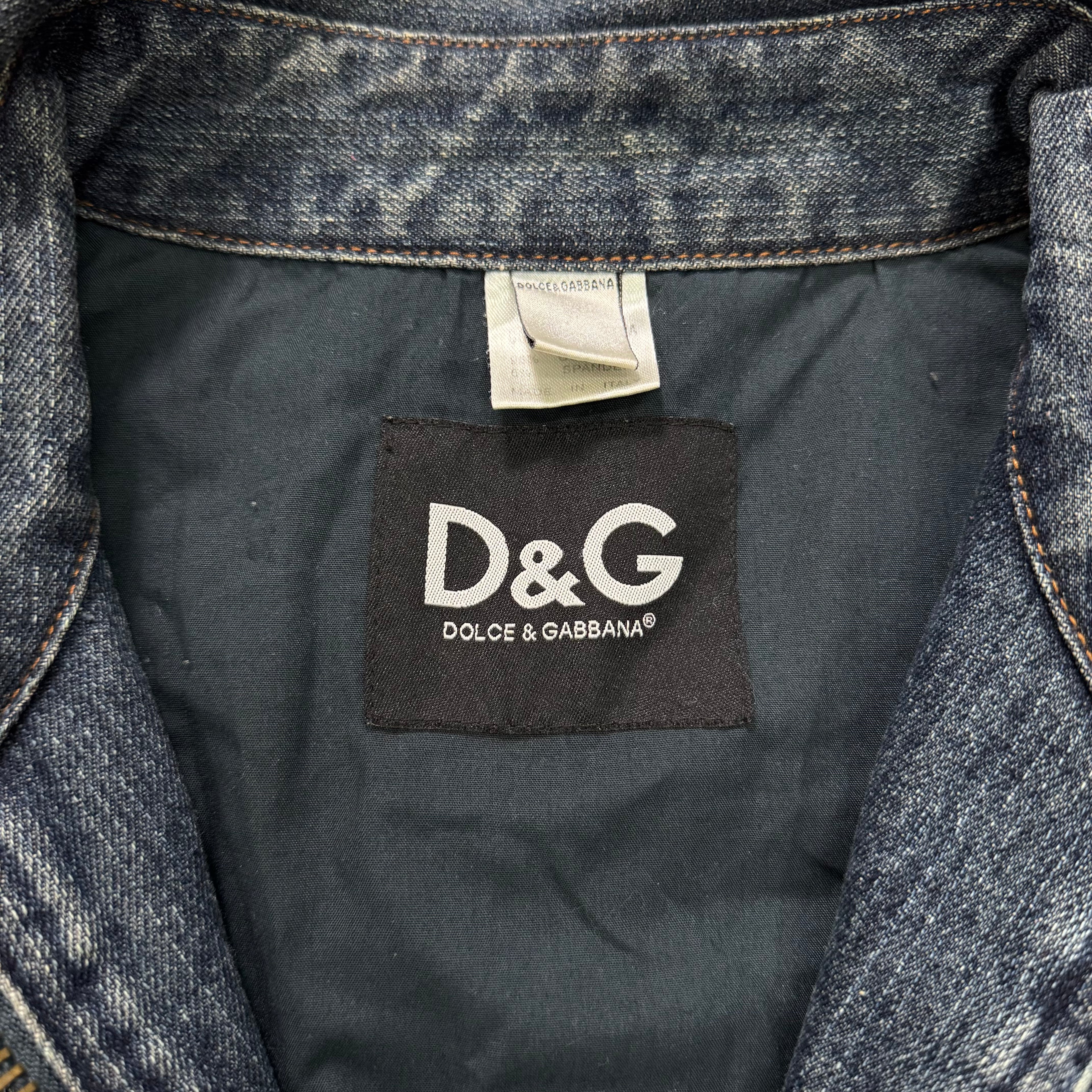 Dolce & Gabbana 2000s Heavy Wash Denim Jacket Blue