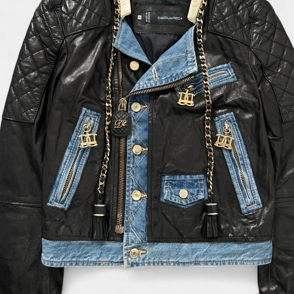 Dsquared2 SS13 Runway Leather And Denim Jacket