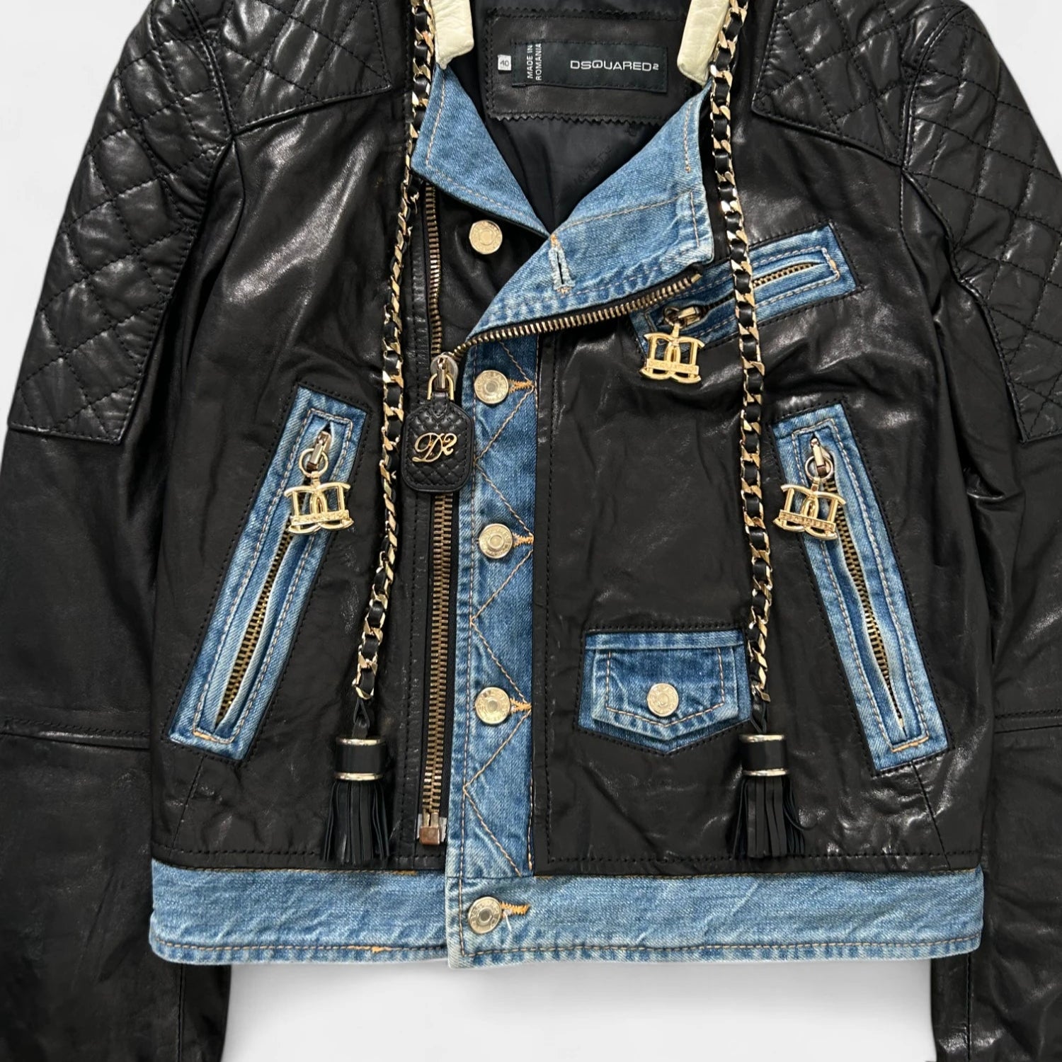 Dsquared2 SS13 Runway Leather And Denim Jacket