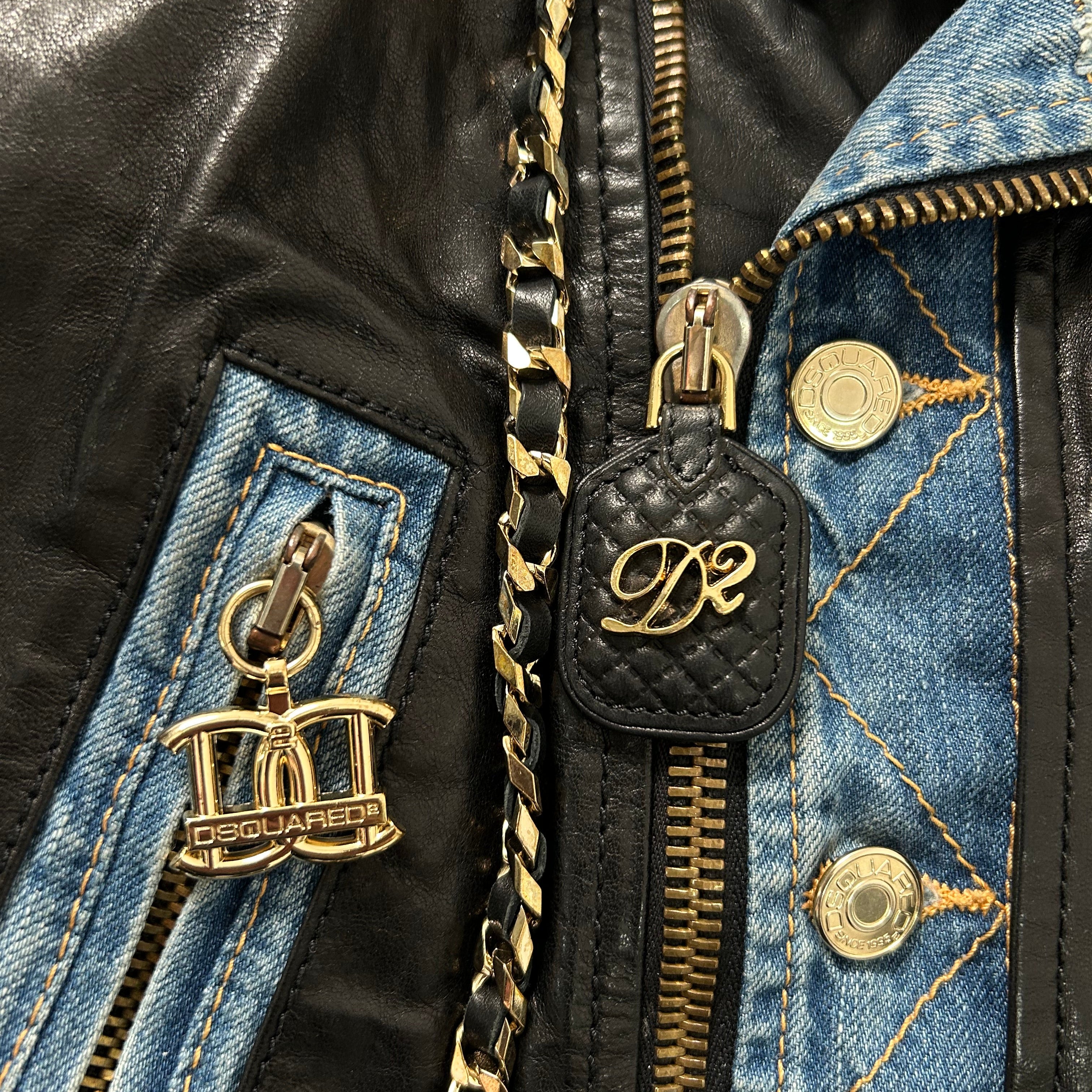 Dsquared2 SS13 Runway Leather And Denim Jacket