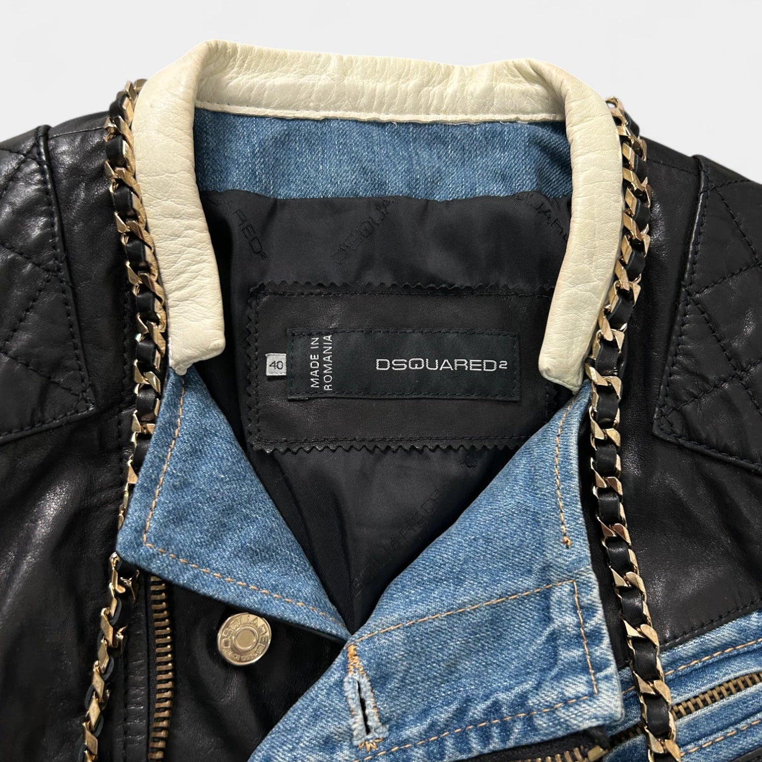 Dsquared2 SS13 Runway Leather And Denim Jacket
