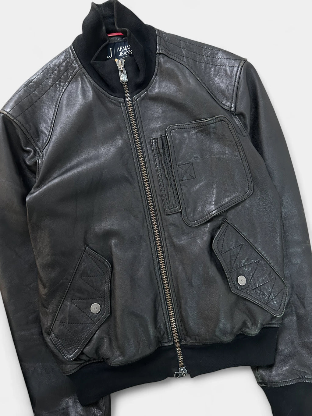 Armani Jeans 2000's Leather Bomber Jacket