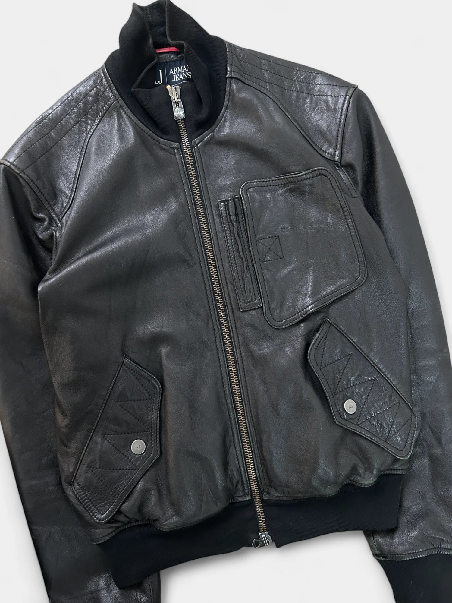 Armani Jeans 2000's Leather Bomber Jacket