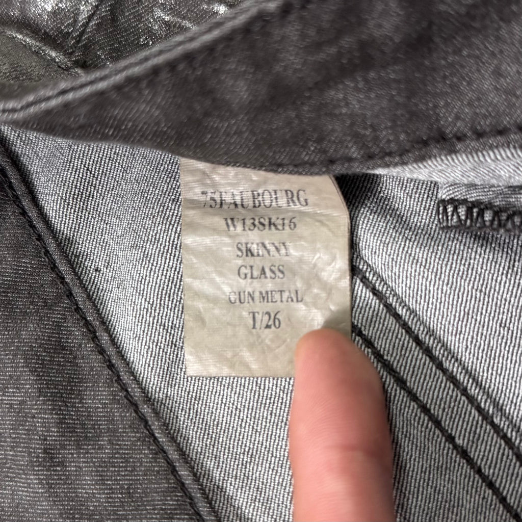 75 Faubourg Metallic Coated Skinny Jeans Silver-Grey