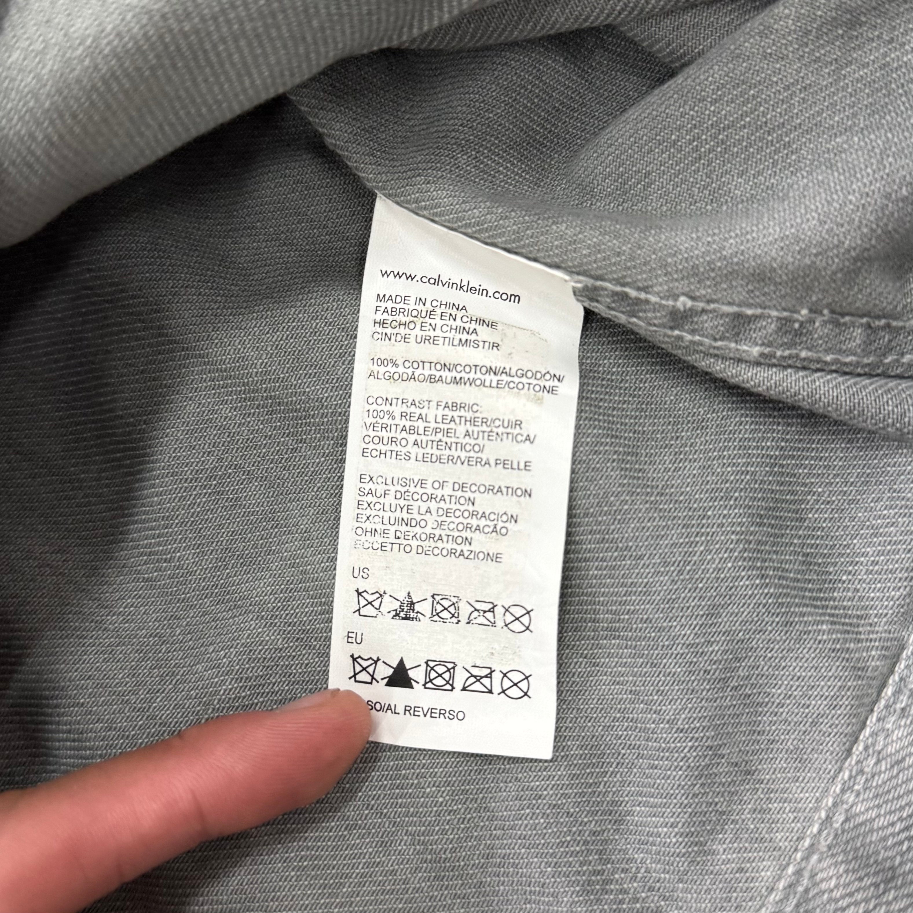 Calvin Klein Grey Denim Leather Biker Jacket