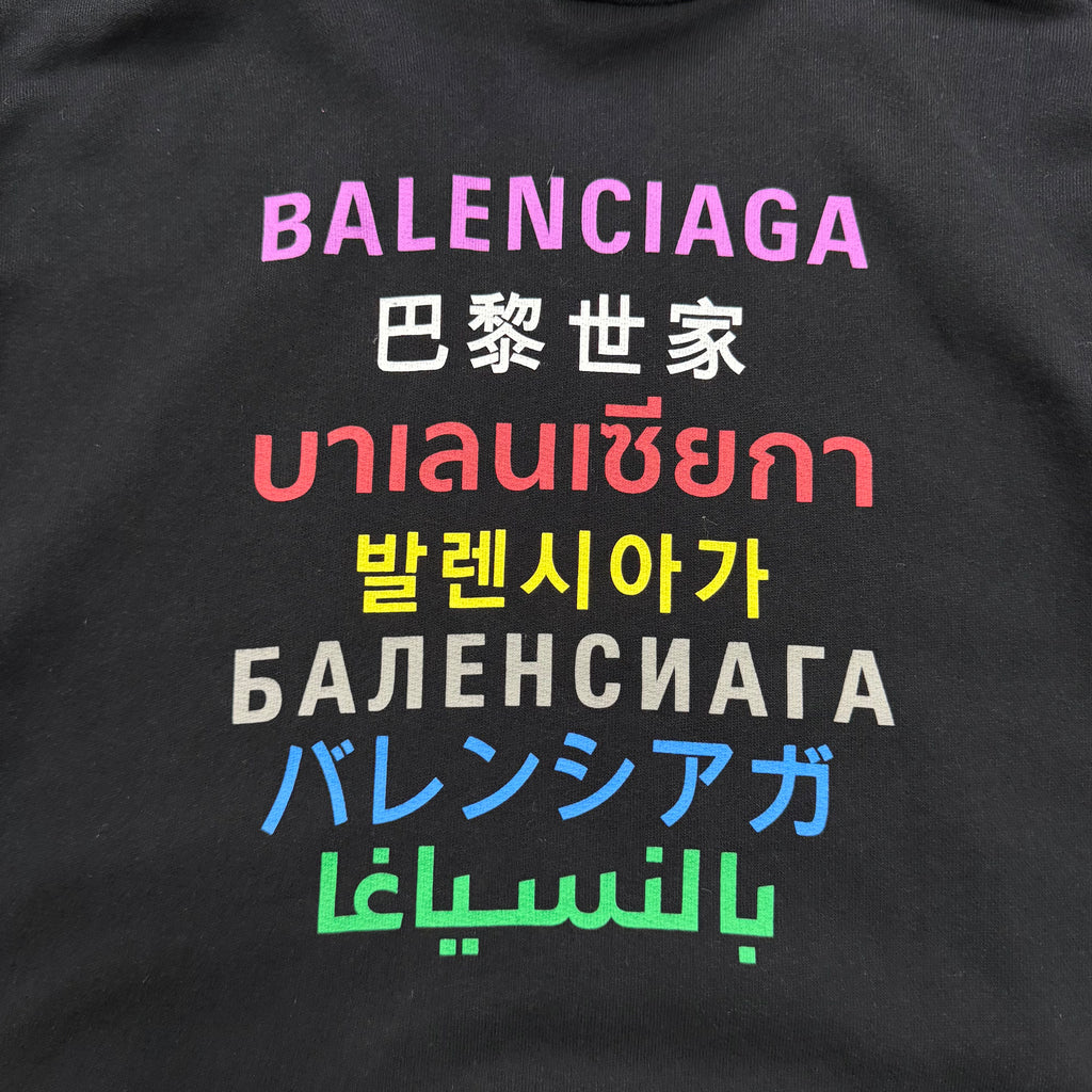 Balenciaga 2020 Languages Logo Graphic Black Hoodie