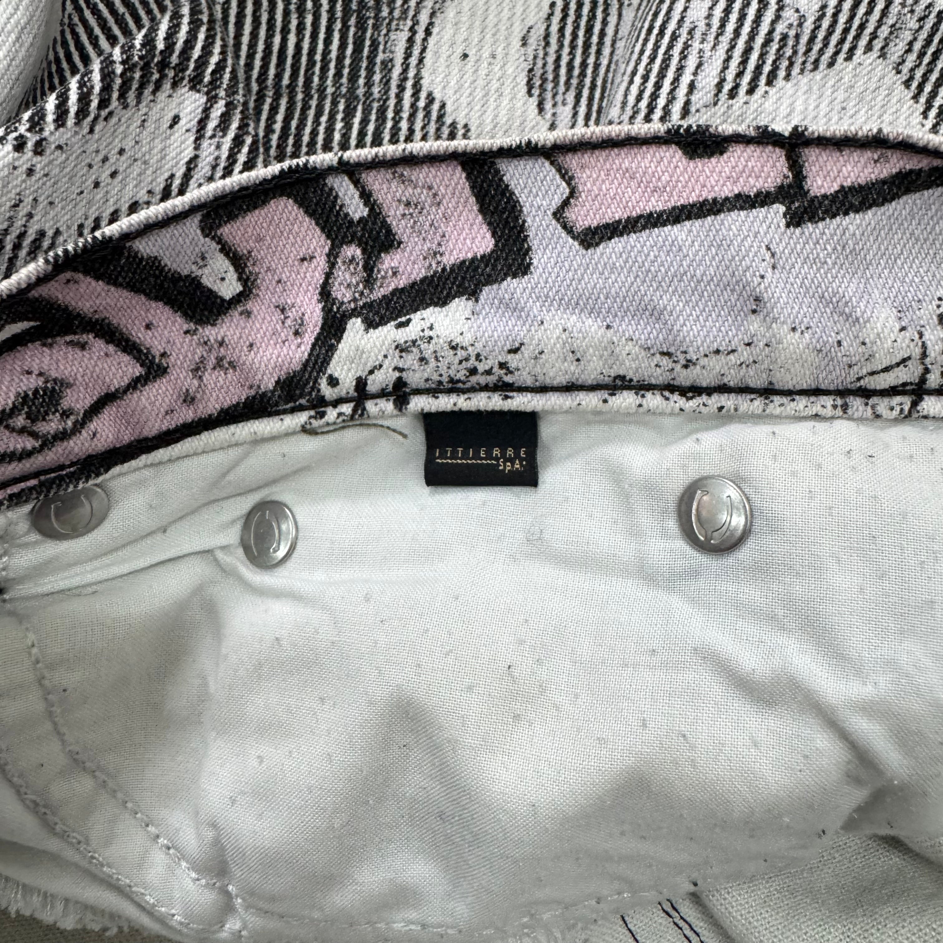 Just Cavalli 2000s Graffiti Print Denim Mini Skirt