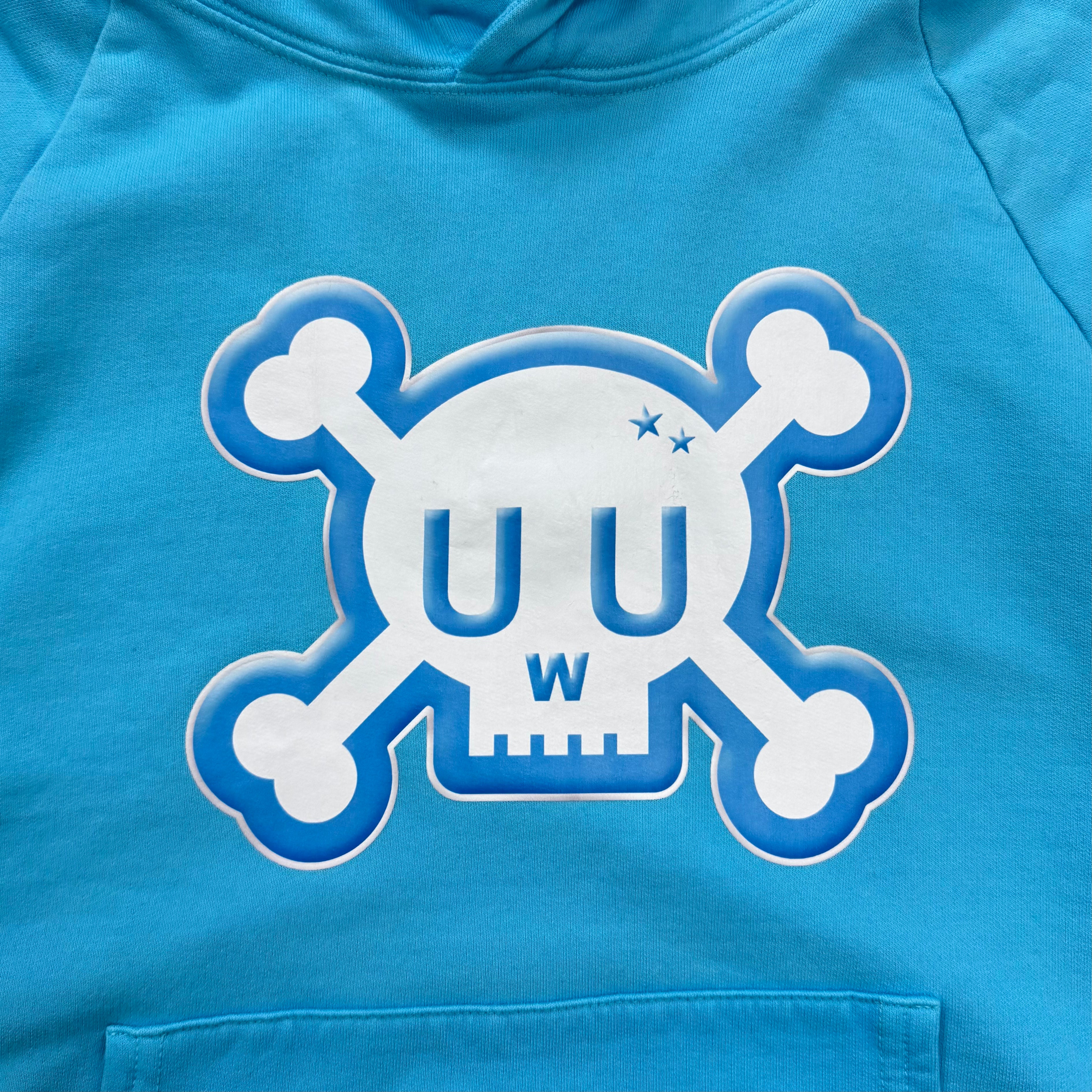 Otaku is Dead 72 Raglan "UwU" Skull Blue Hoodie