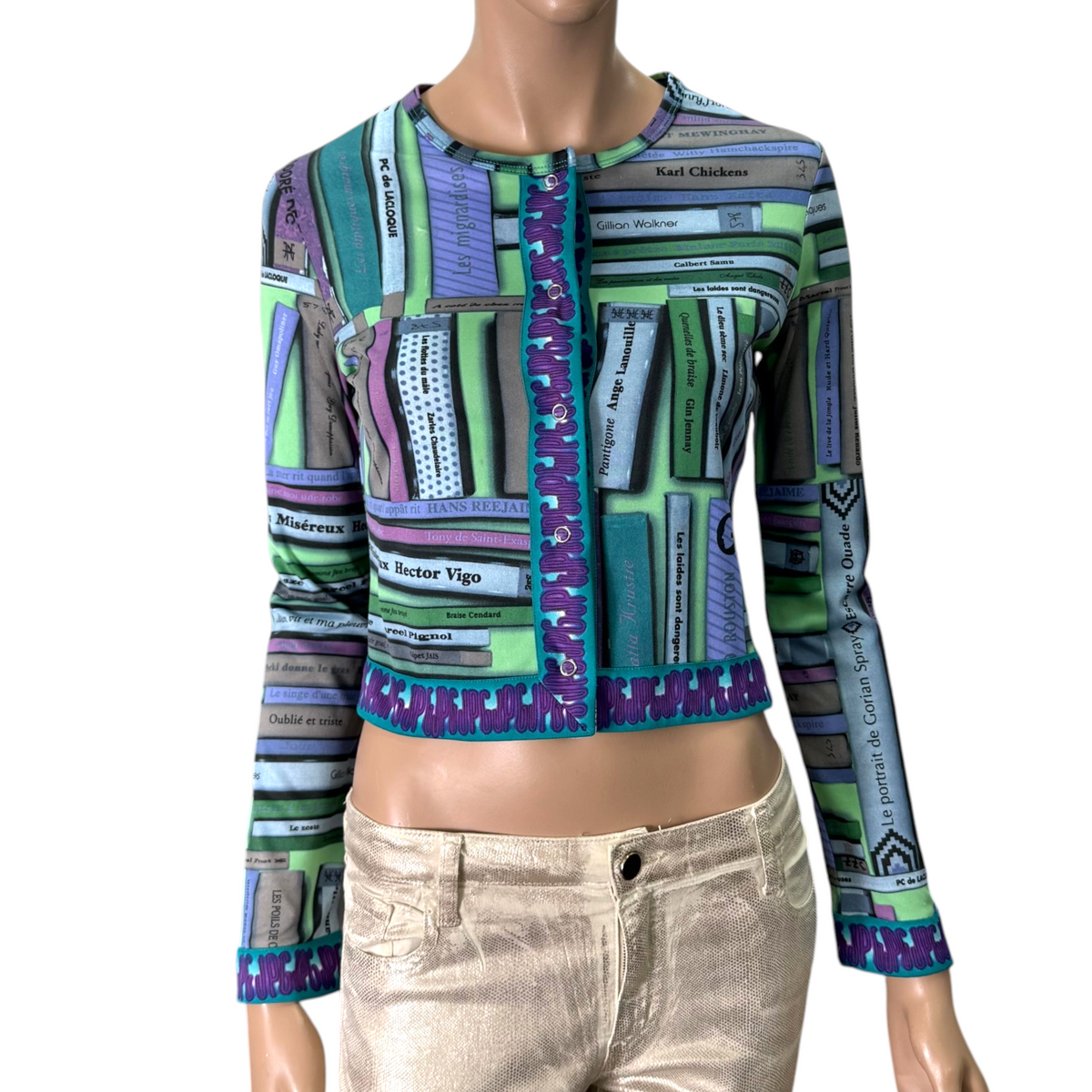 Jean Paul Gaultier 1996 Bookshelf Print Mesh Top