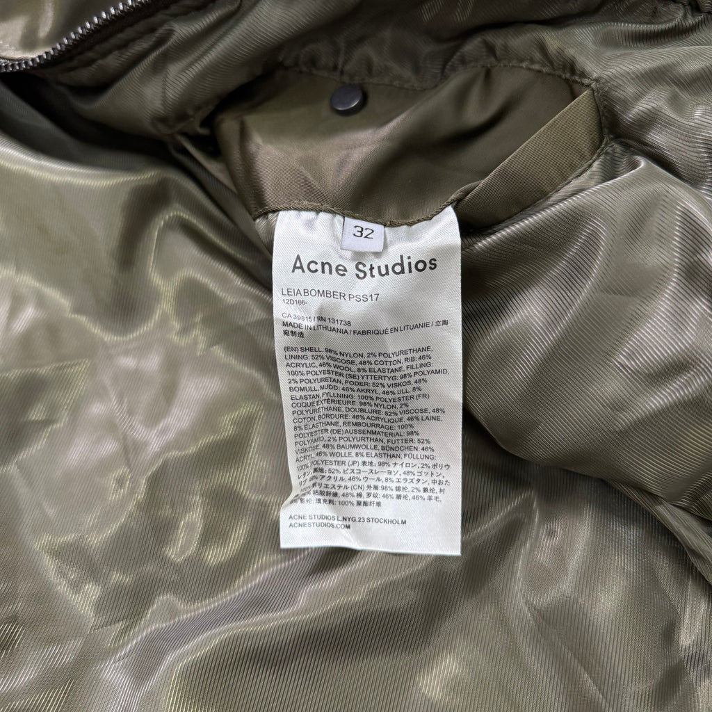 Acne Studios Green Padded Nylon Long-Bomber Jacket