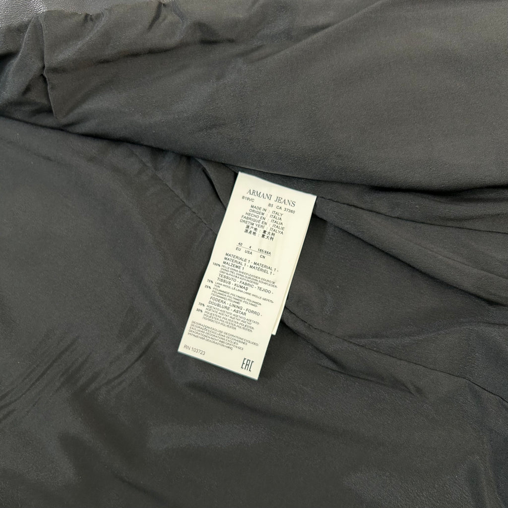 Armani Jeans Leather Navy Percecto Jacket