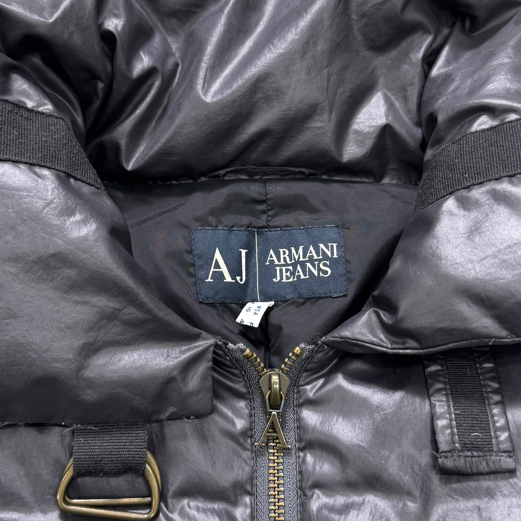 Armani Jeans Metallic Grey Sculptural Puffer Jacket