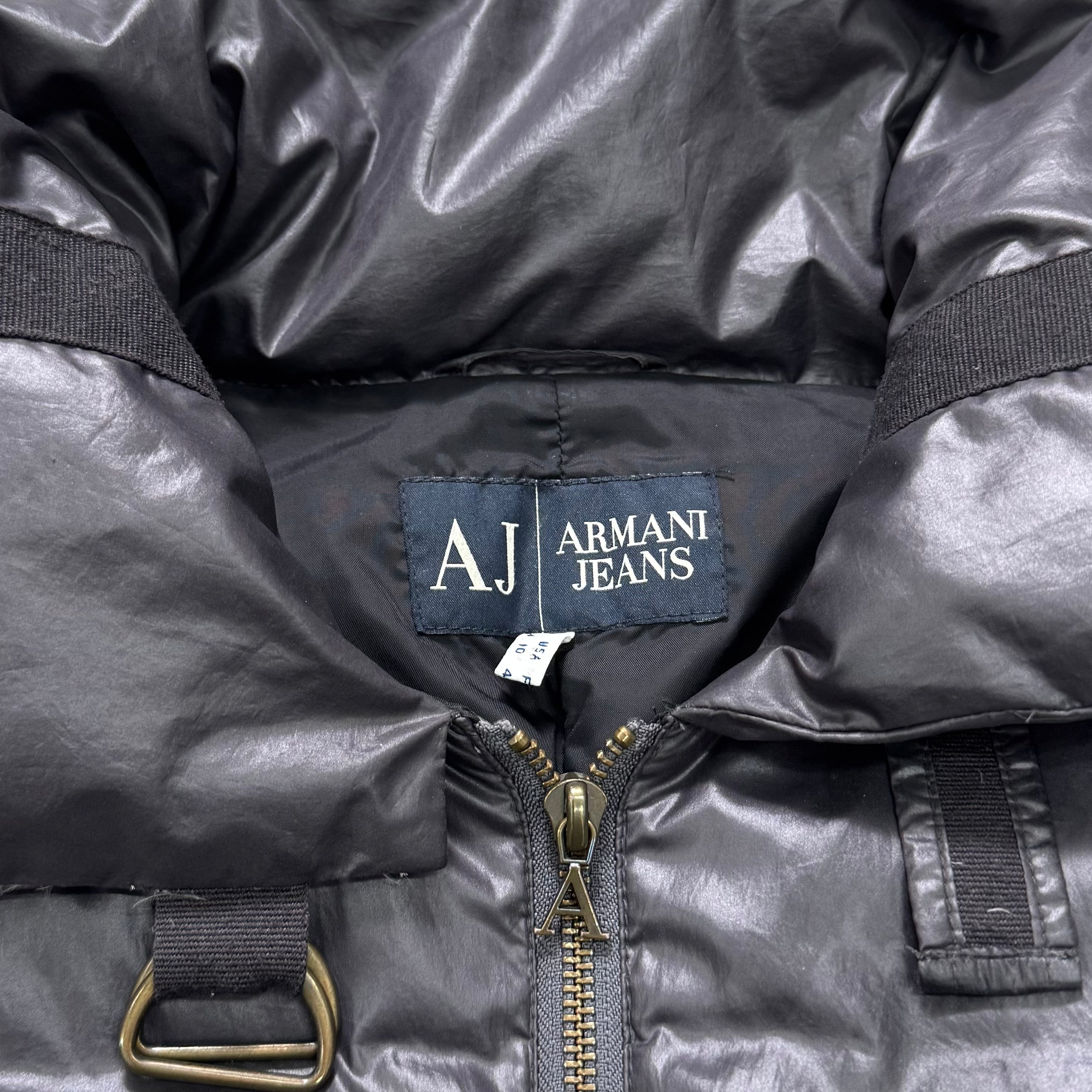 Armani Jeans Metallic Grey Sculptural Puffer Jacket