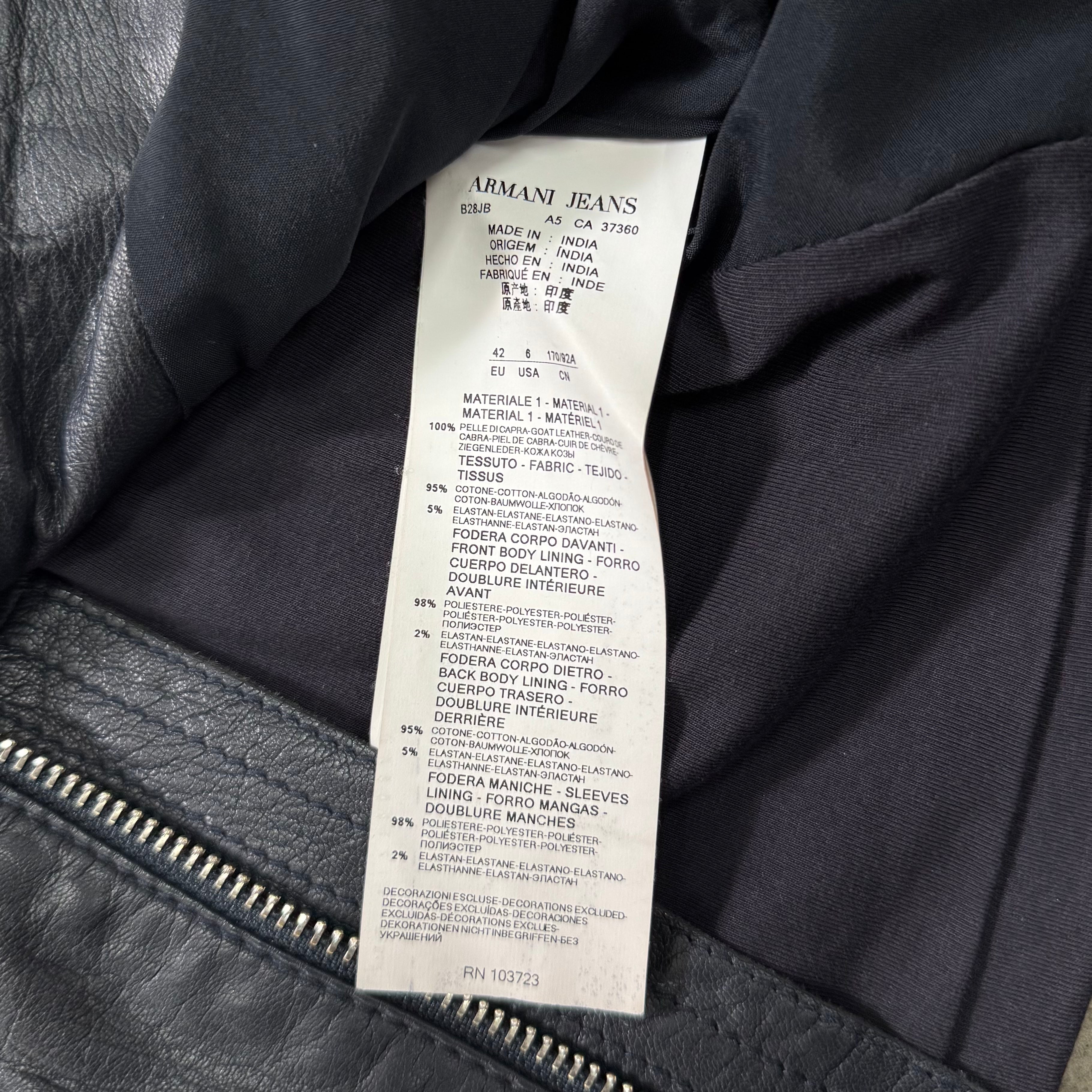 Armani Jeans Hybrid Leather Panel Biker Jacket