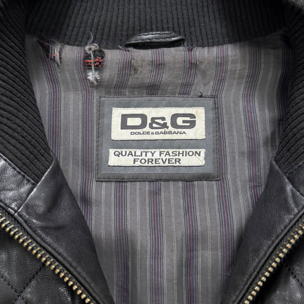 Dolce & Gabbana Quilted Leather Bomber Jacket