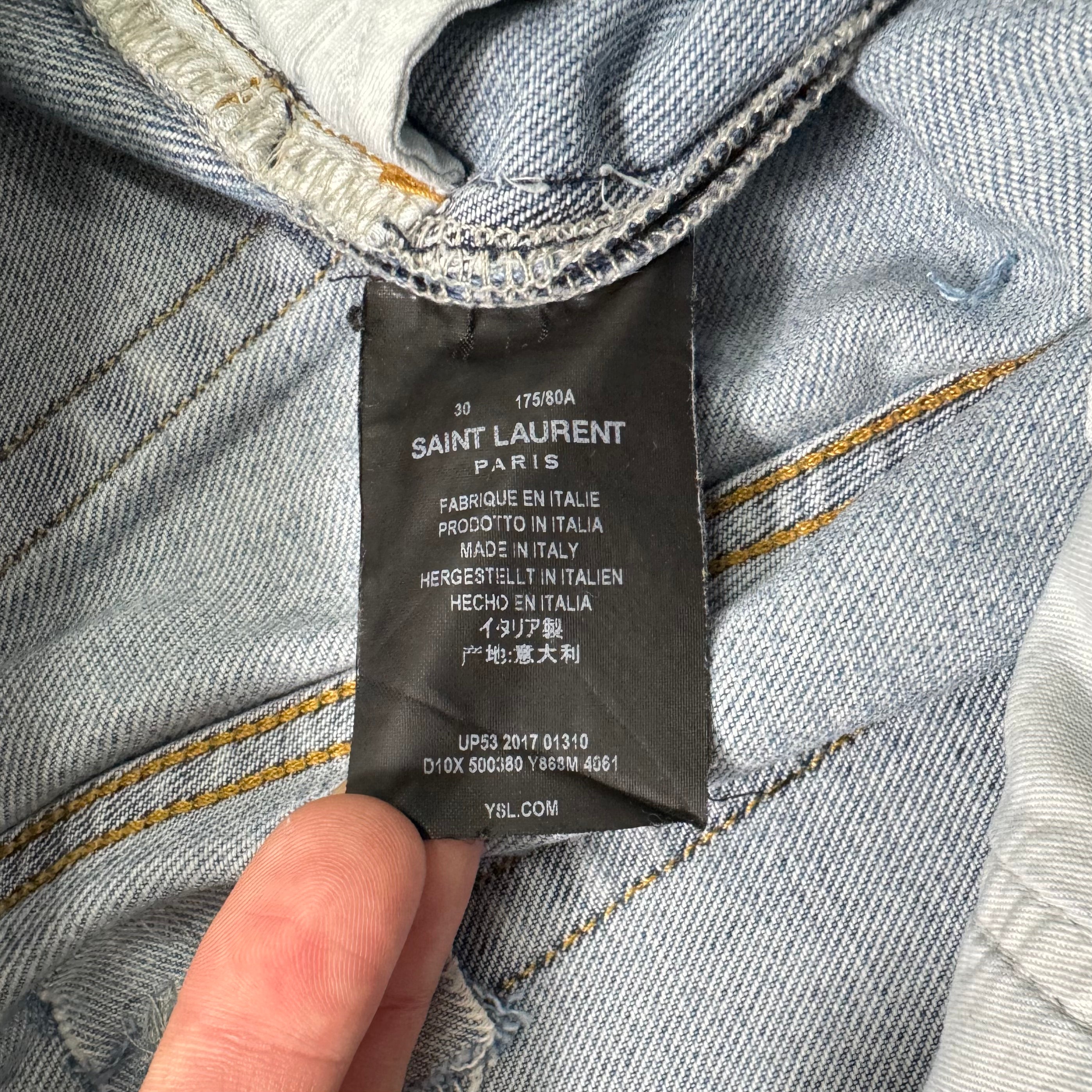 Saint Laurent D14 Straight-Leg Hand-Stitching Denim Jeans