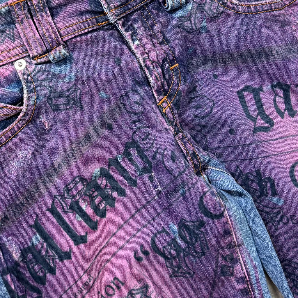 Galliano Newspaper Bandana Print Skinny Jeans